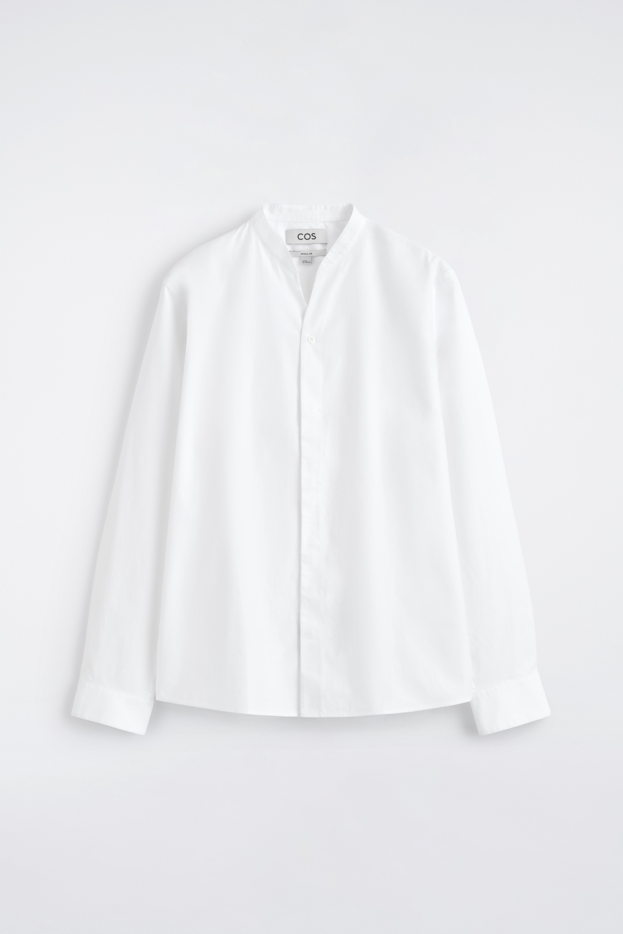 BAUMWOLLHEMD MIT GRANDAD-KRAGEN - WEISS