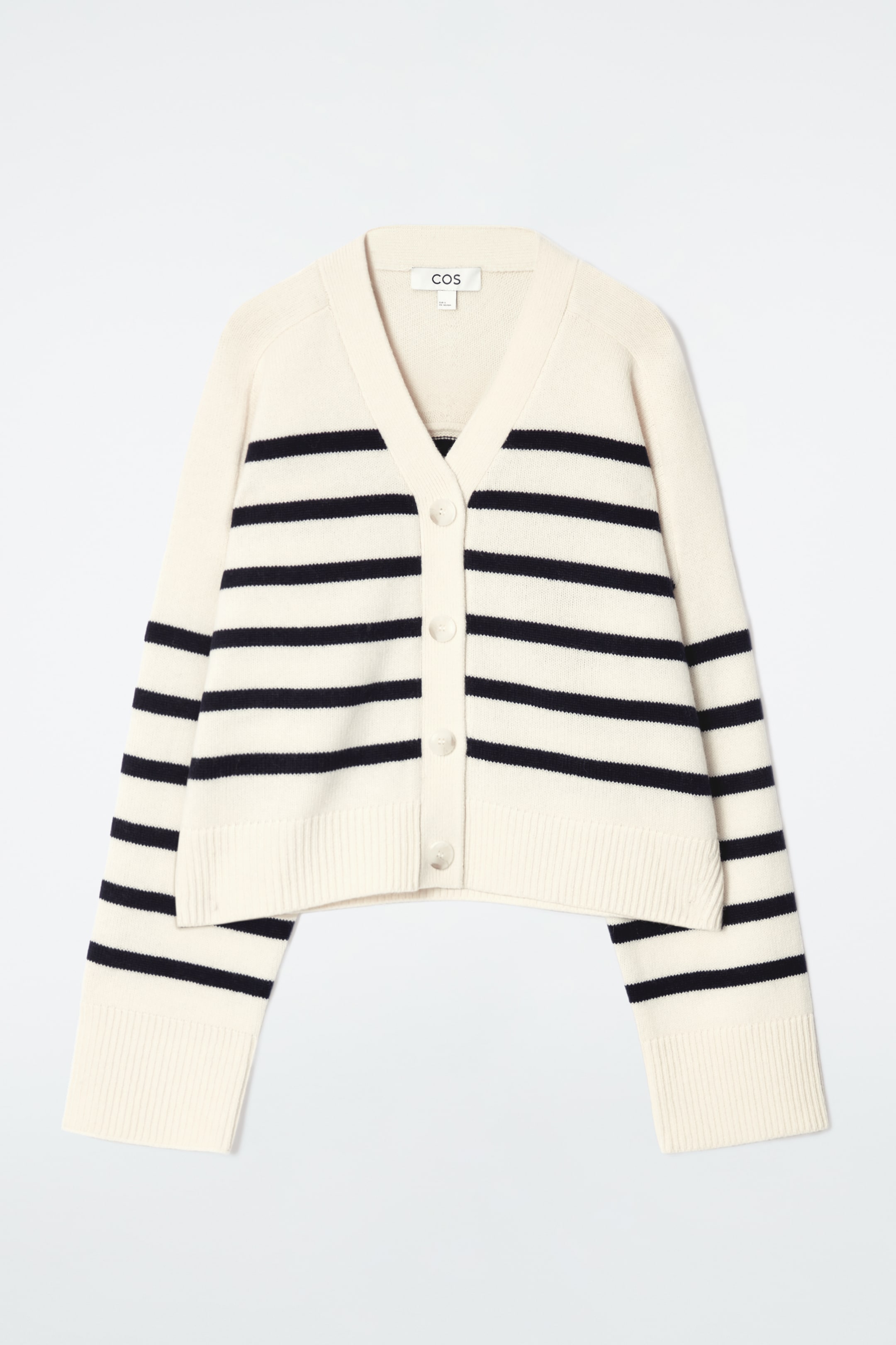 Nagyobb kép megtekintése: CSÍKOS MERINÓ GYAPJÚ V-KIVÁGÁSÚ KARDIGÁN - WHITE / STRIPED - NŐI | H&M HU 6