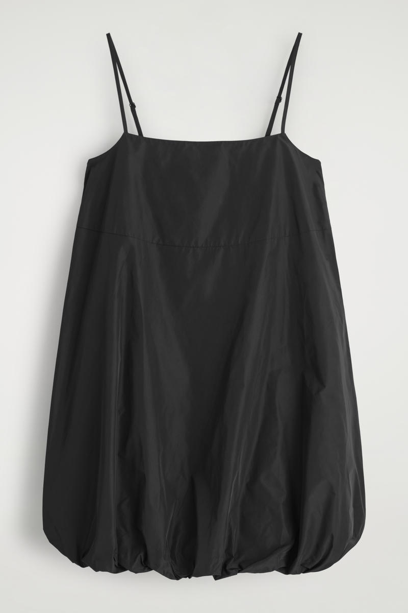 Cos Bubble-hem Mini Dress In Black