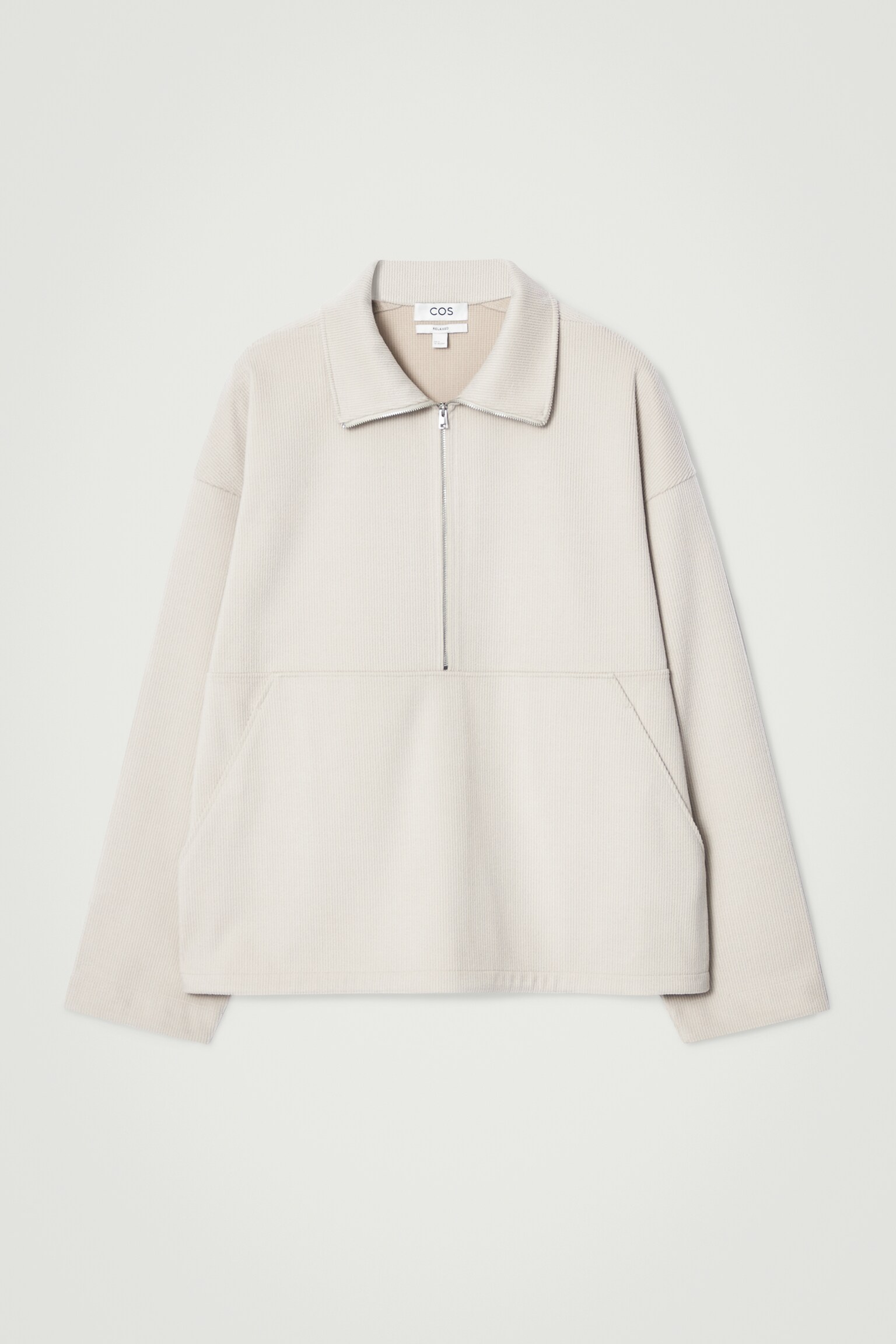 CORDUROY-JERSEY HALF-ZIP SWEATSHIRT - LIGHT MOLE