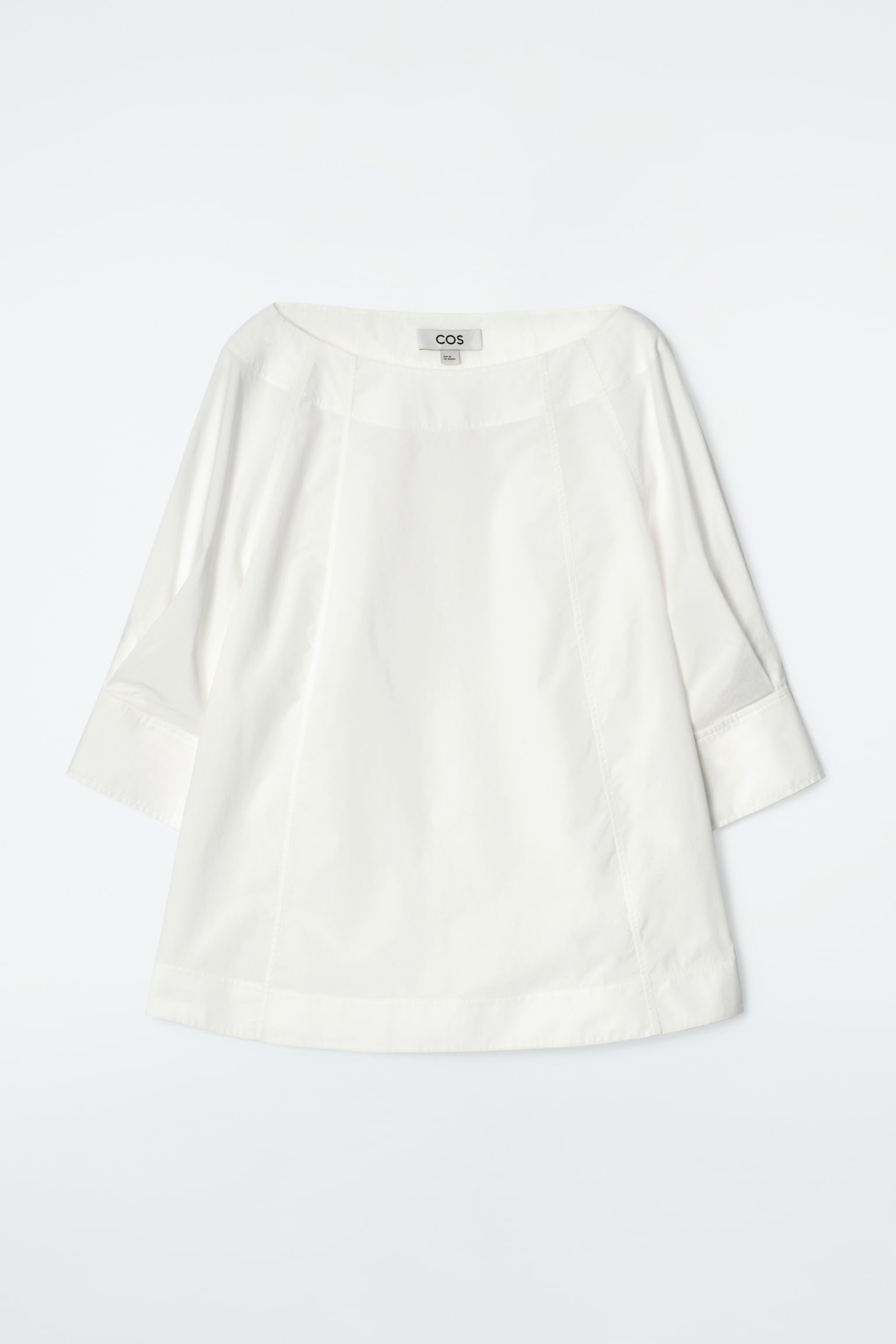 BLOUSE VOLUMINEUSE COL BATEAU EN COTON - BLANC/BLEU MARINE - 2