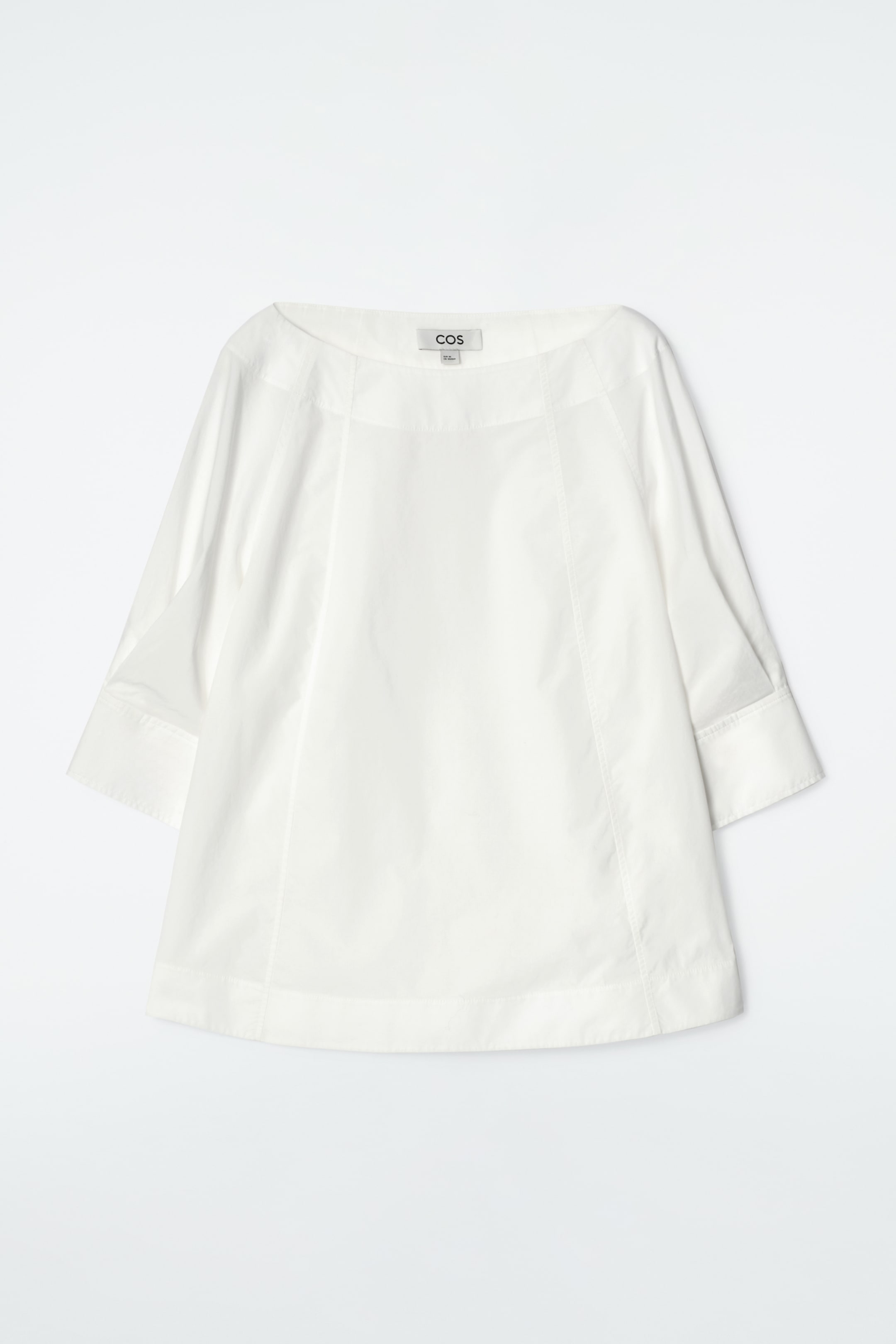 Grotere afbeelding bekijken: Volumineuze katoenen blouse met boothals - WIT - DAMES | H&M BE 6