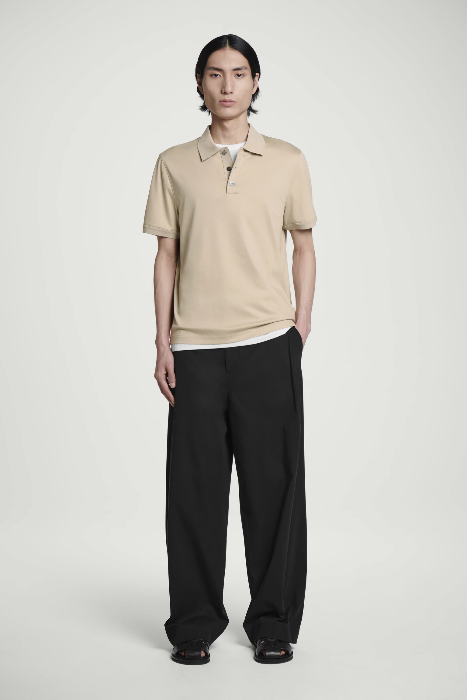 POLO DE ALGODÓN MERCERIZADO REGULAR FIT - TOPO/AZUL MARINO - 4