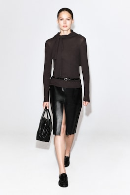 CREPE-JERSEY LONG-SLEEVED T-SHIRT — BROWN 2