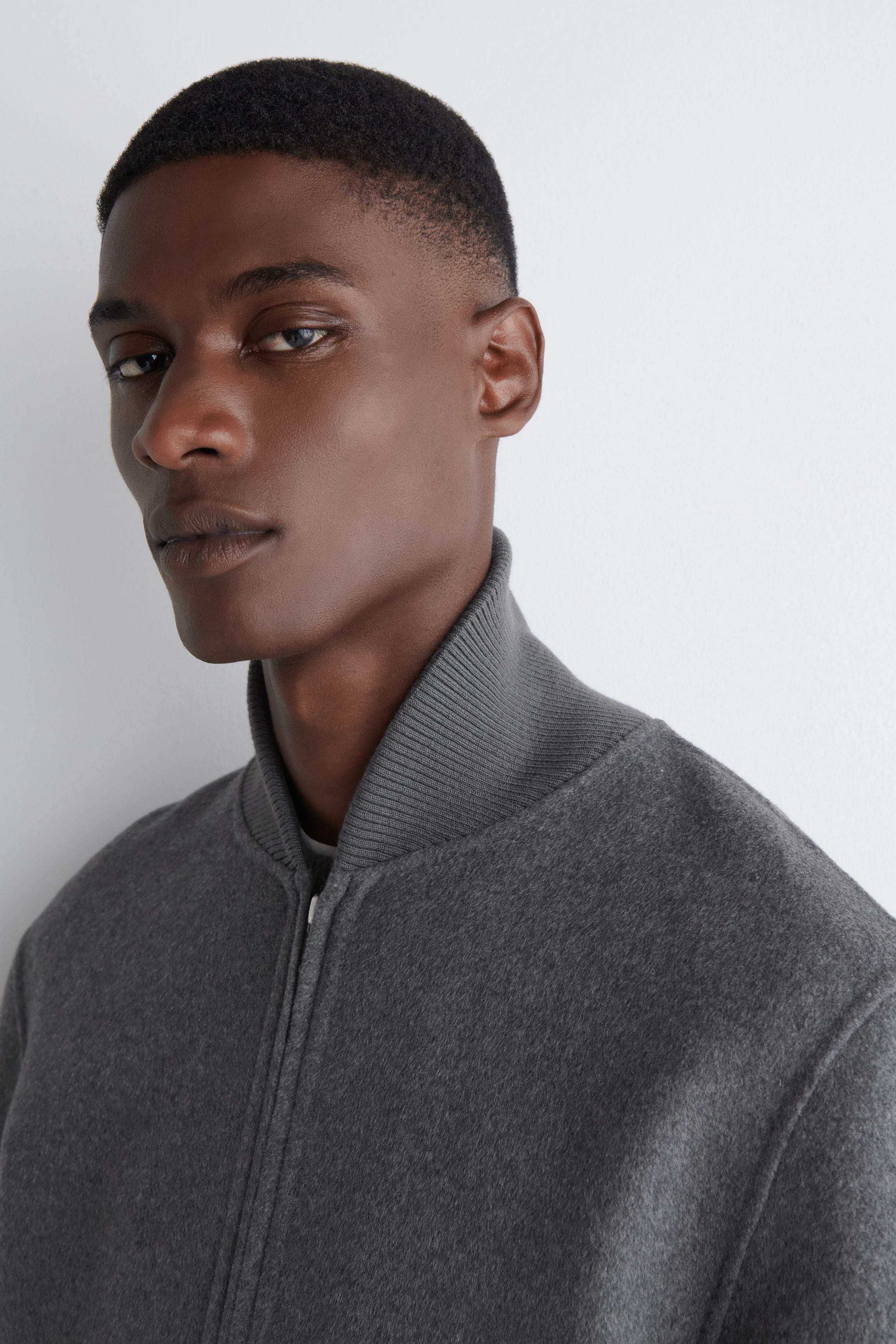 DOUBLE-FACED WOOL BOMBER JACKET - DARK GRAY | COS US