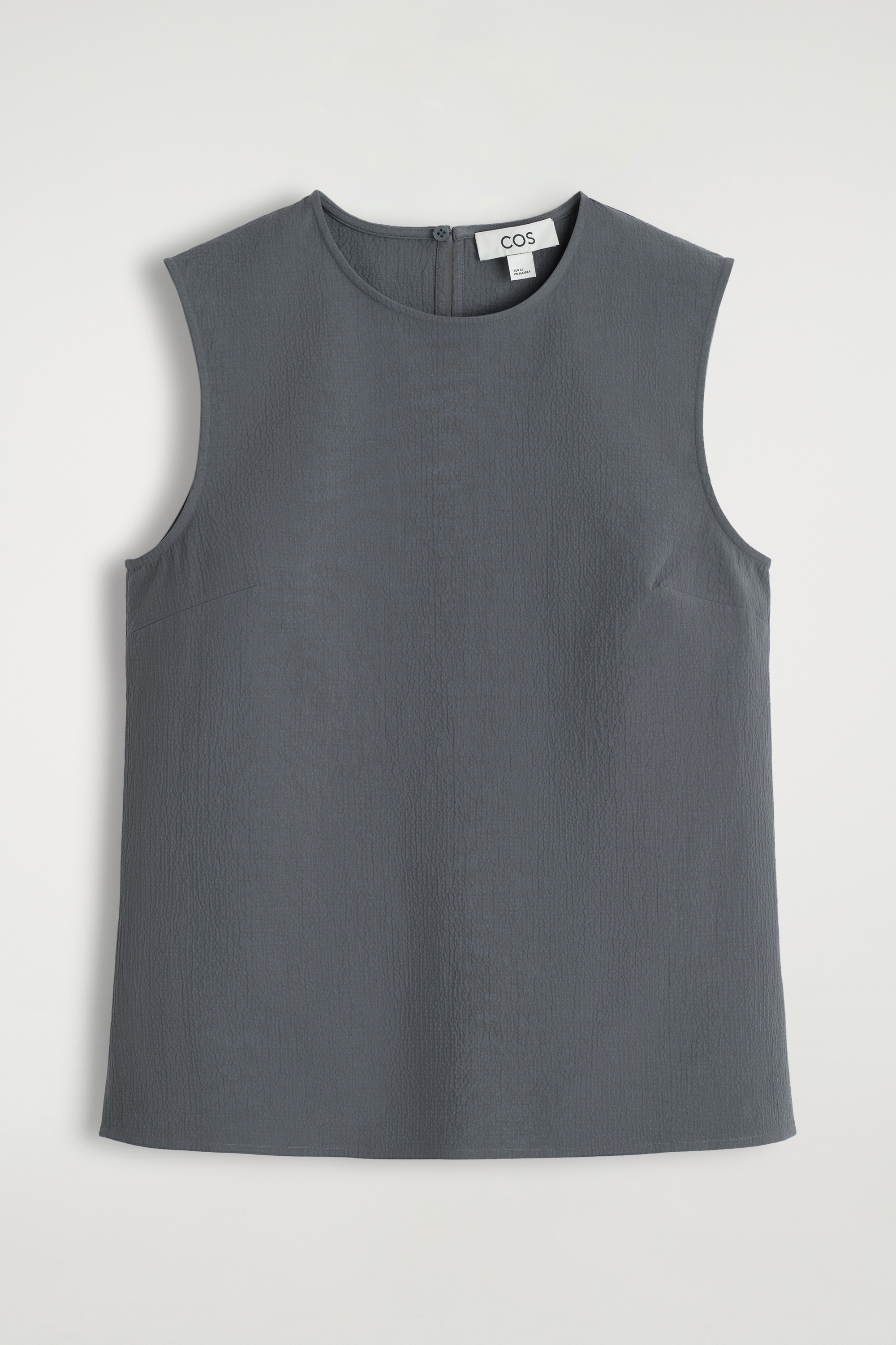 TOP SIN MANGAS ALGODÓN SEERSUCKER - GRIS/BLANCO