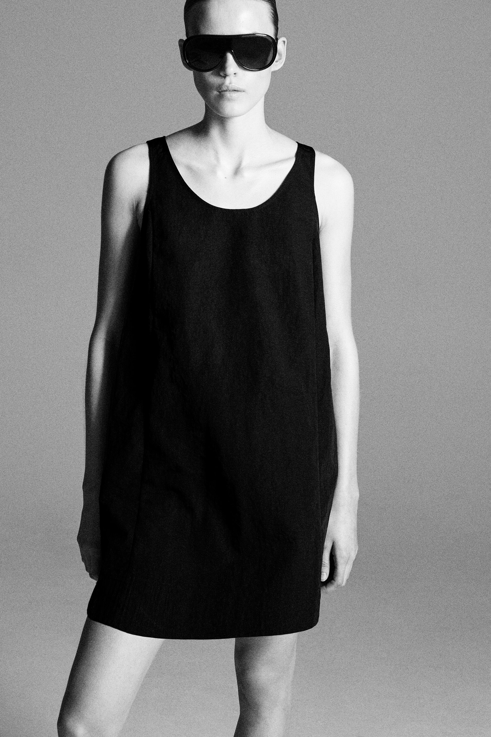 JERSEY-PANELED NYLON MINI DRESS - BLACK | COS US