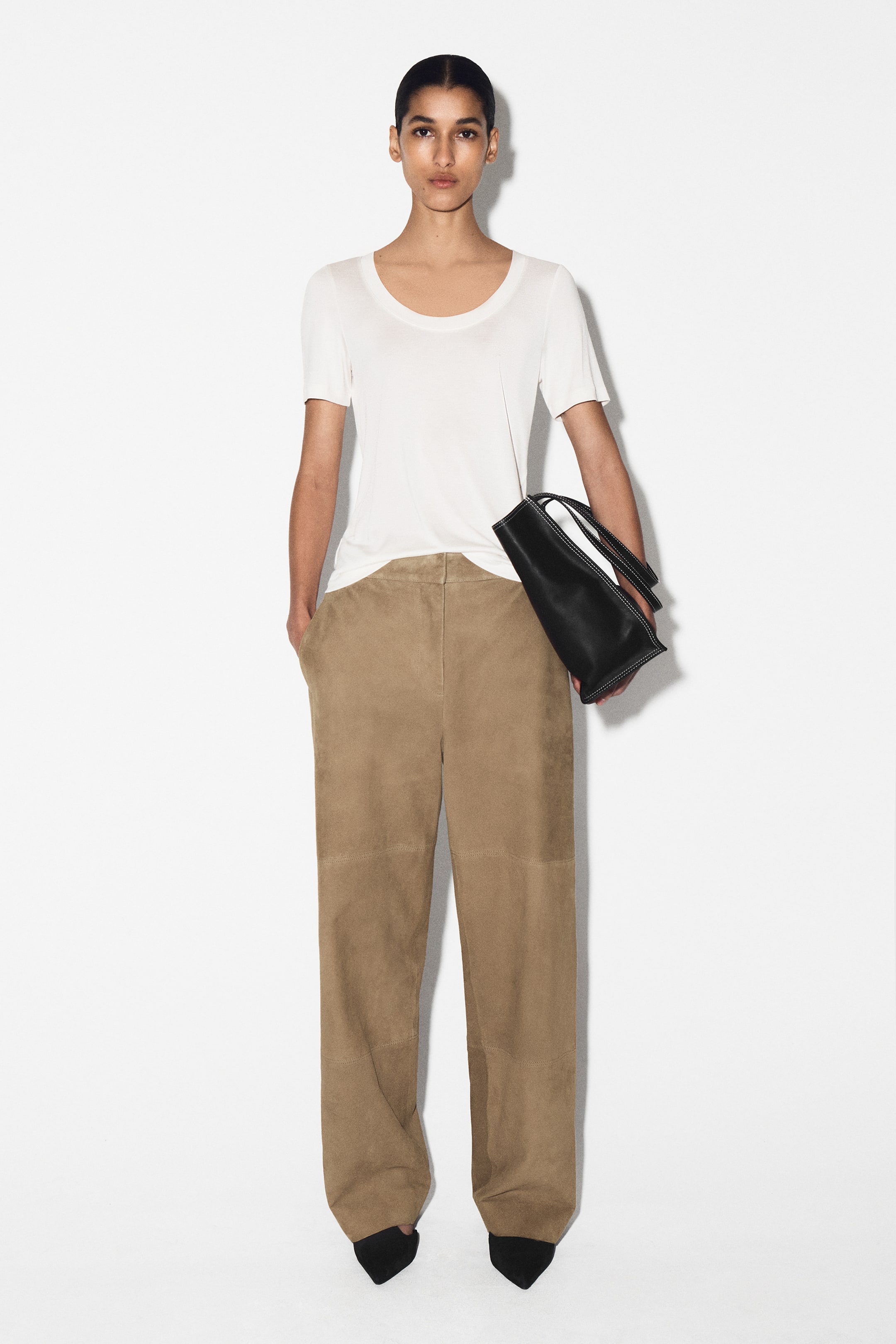 Women's IVORY SLIM SILK T-SHIRT | H&M GB