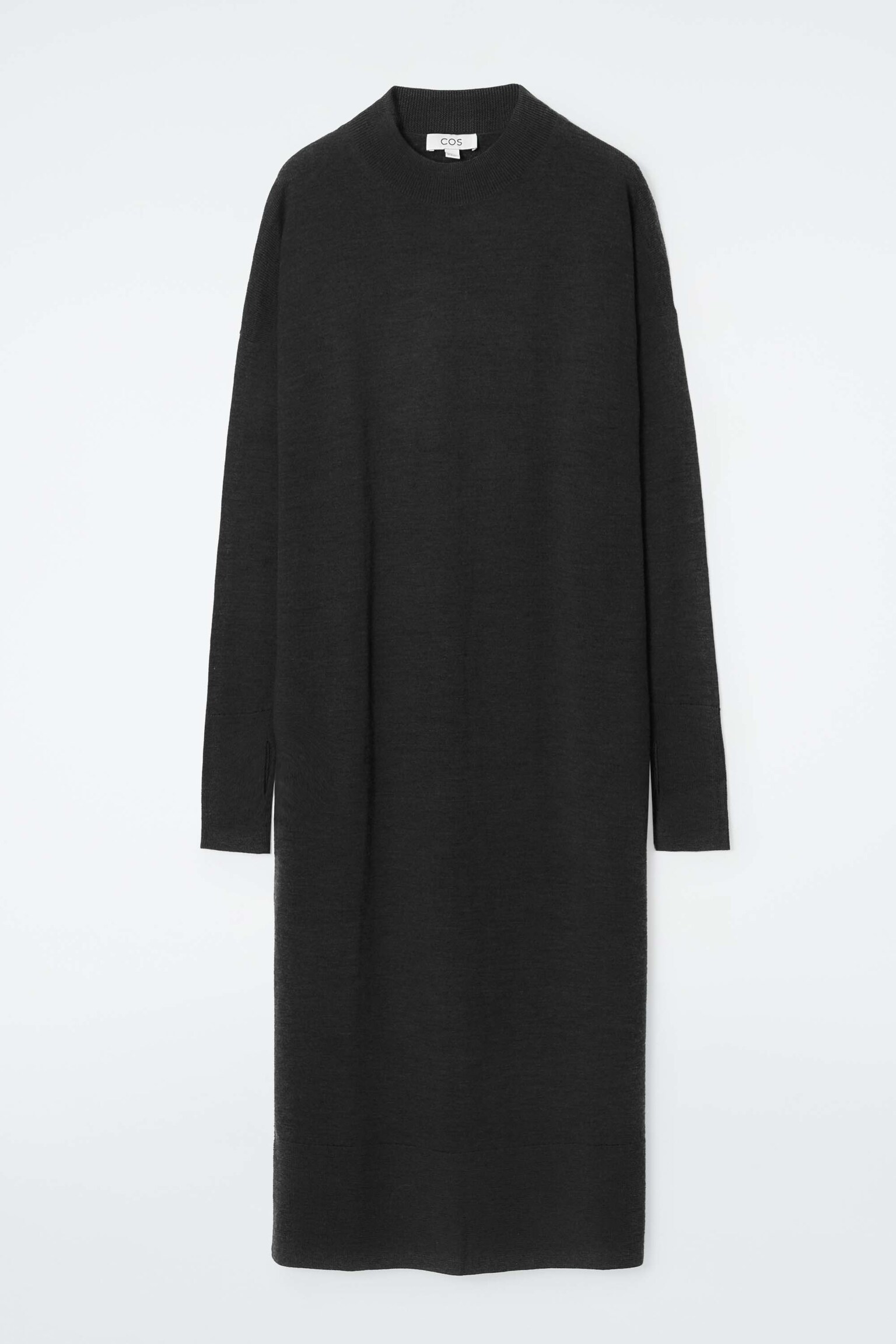 ROBE MIDI EN LAINE MÉRINOS - NOIR