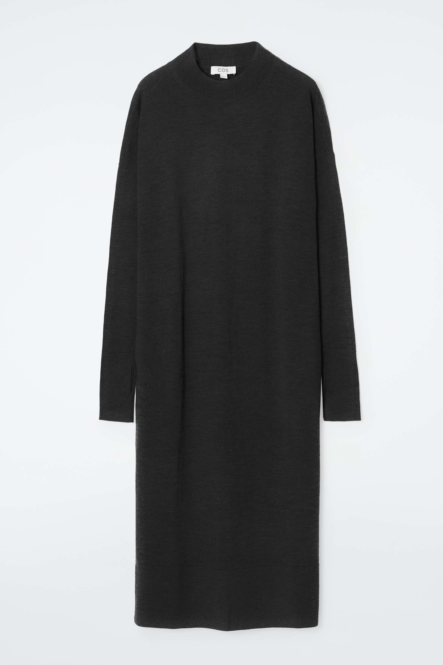ROBE MIDI EN LAINE MÉRINOS - NOIR/BRUN CHINÉ
