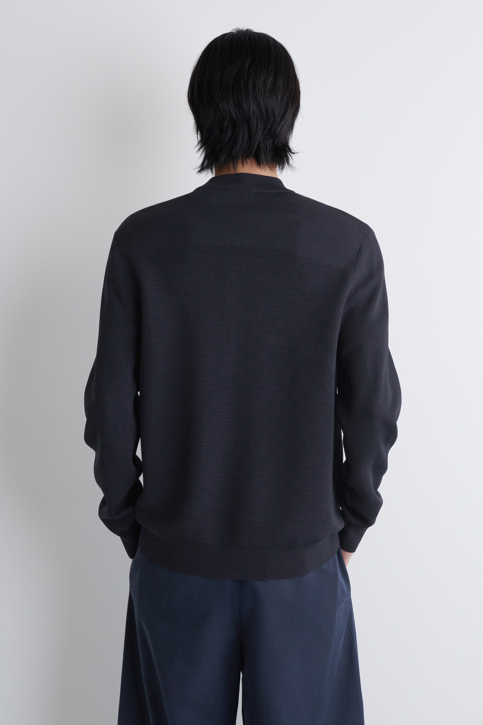 BLOUSON EN MAILLE TEXTURÉE - BLEU MARINE/CHAMPIGNON - 7