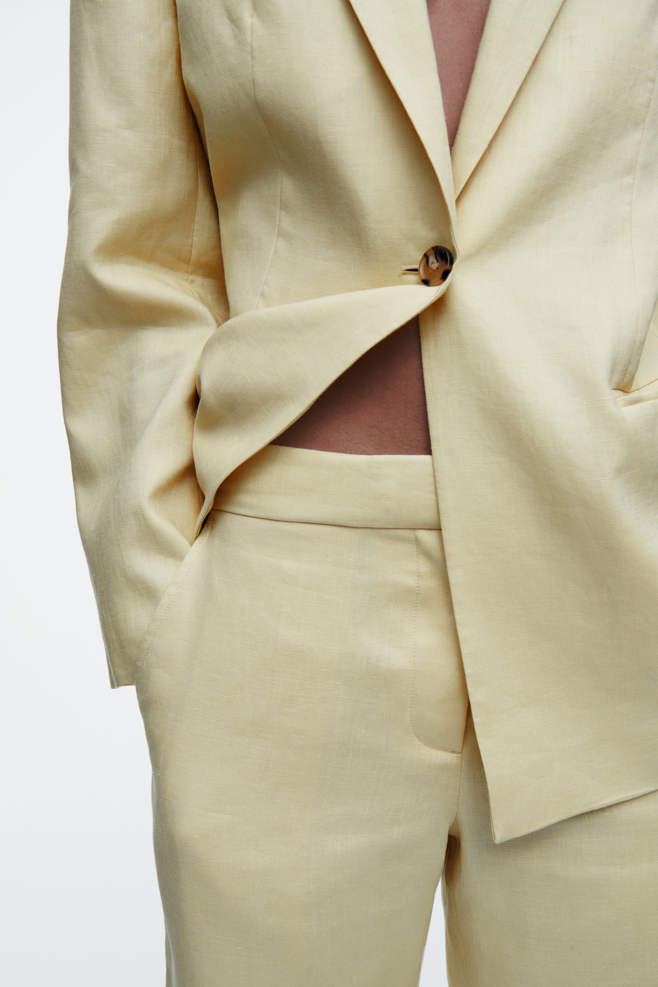 LINEN SLIM-LEG TROUSERS
