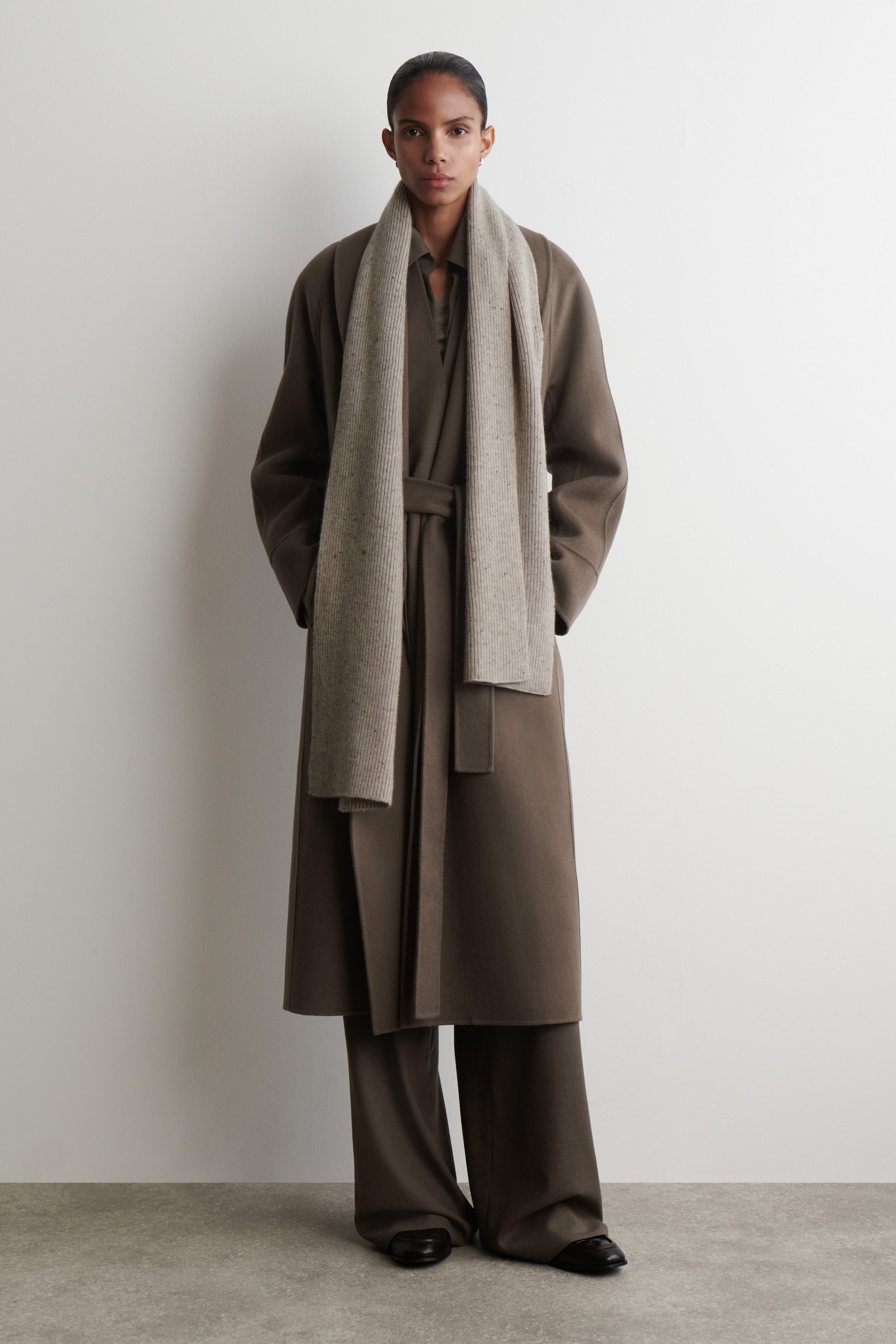 RIBBED WOOL-CASHMERE SCARF