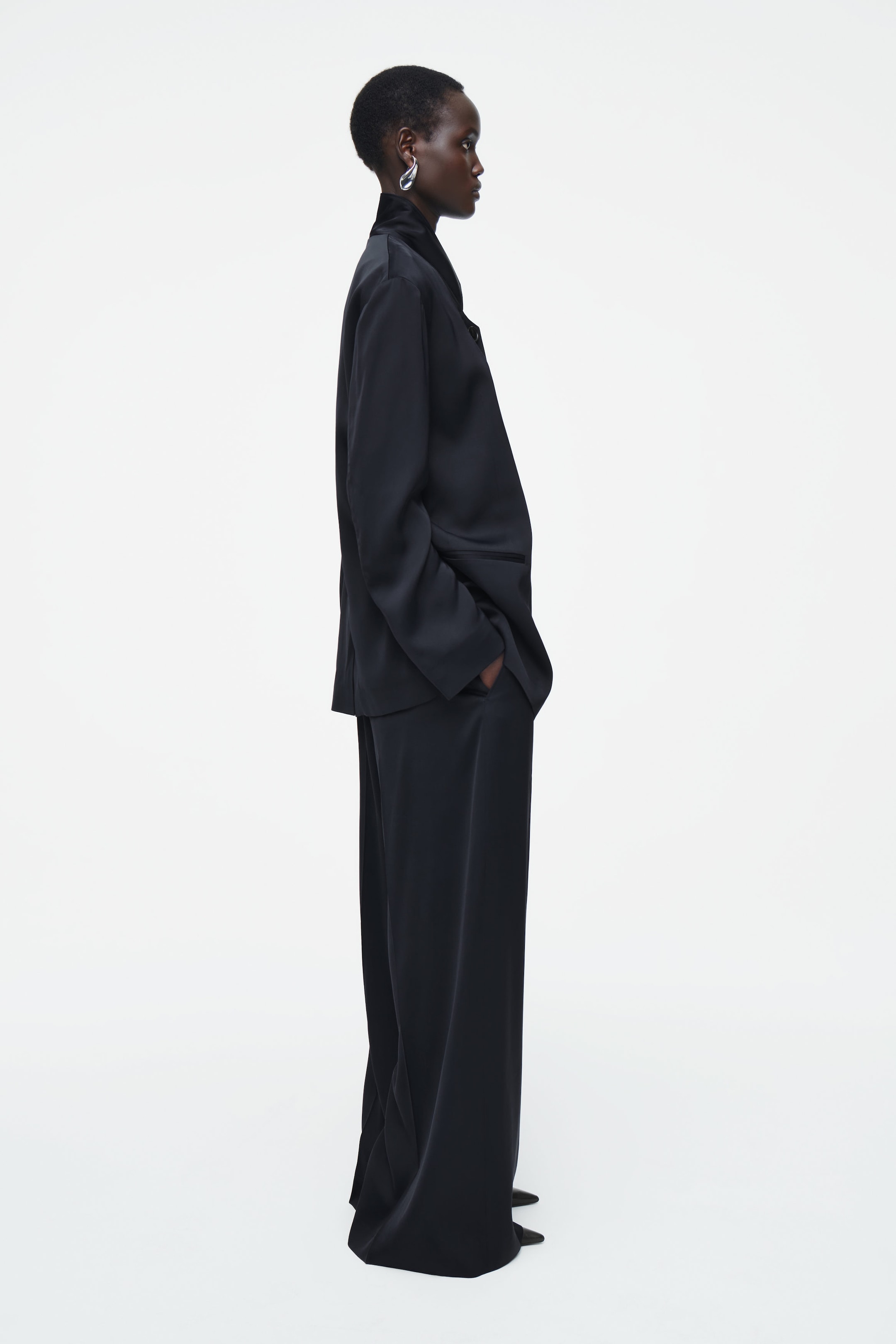 TAILORED SATIN WIDE-LEG PANTS