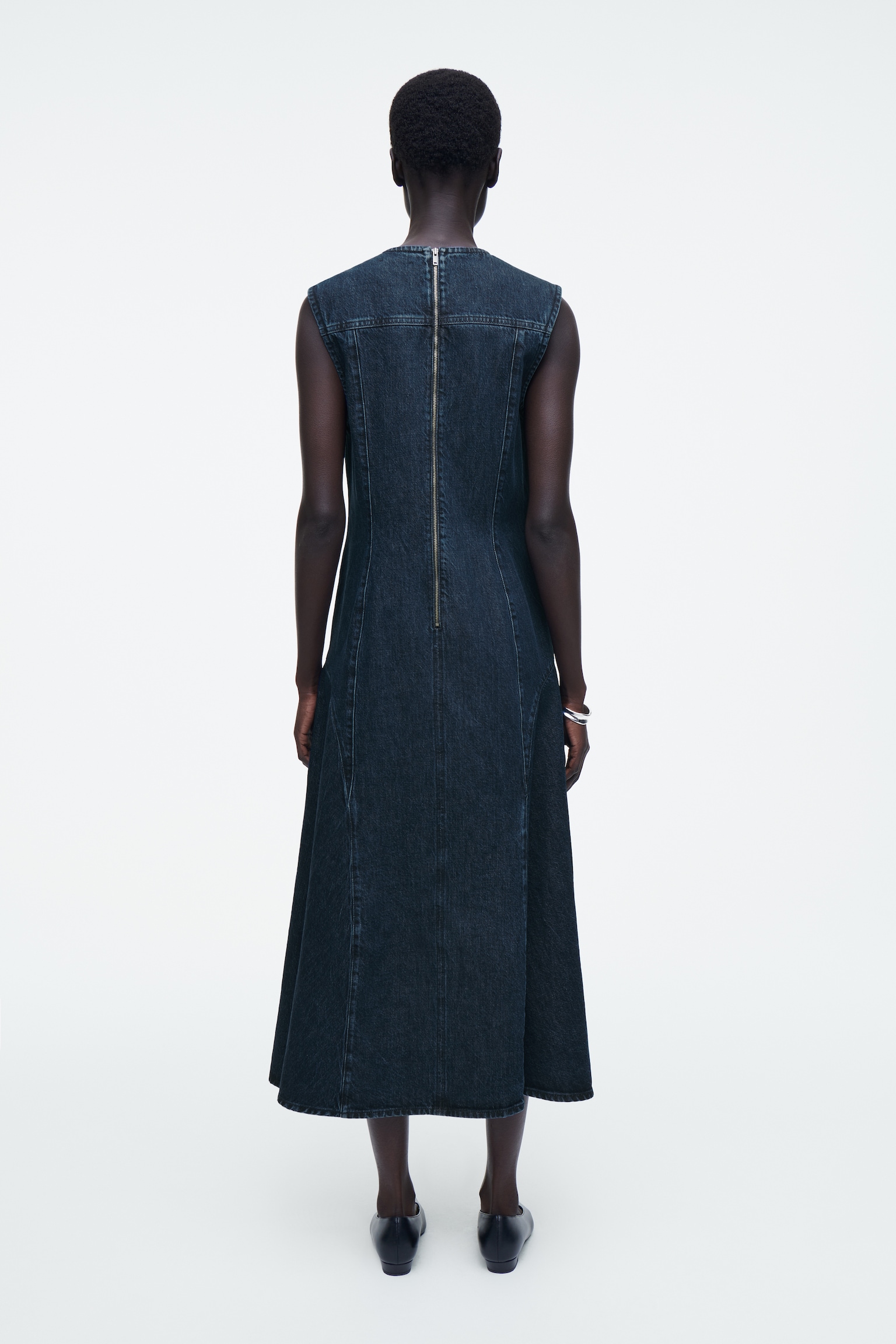 ROBE MIDI À TAILLE BASSE EN DENIM - BLEU - 3