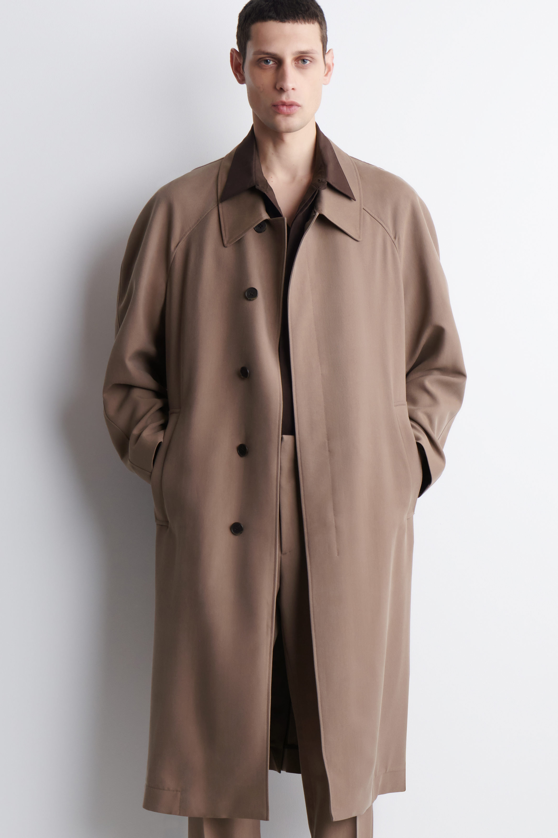 FLUID TWILL CAR COAT - BISCUIT | COS CA