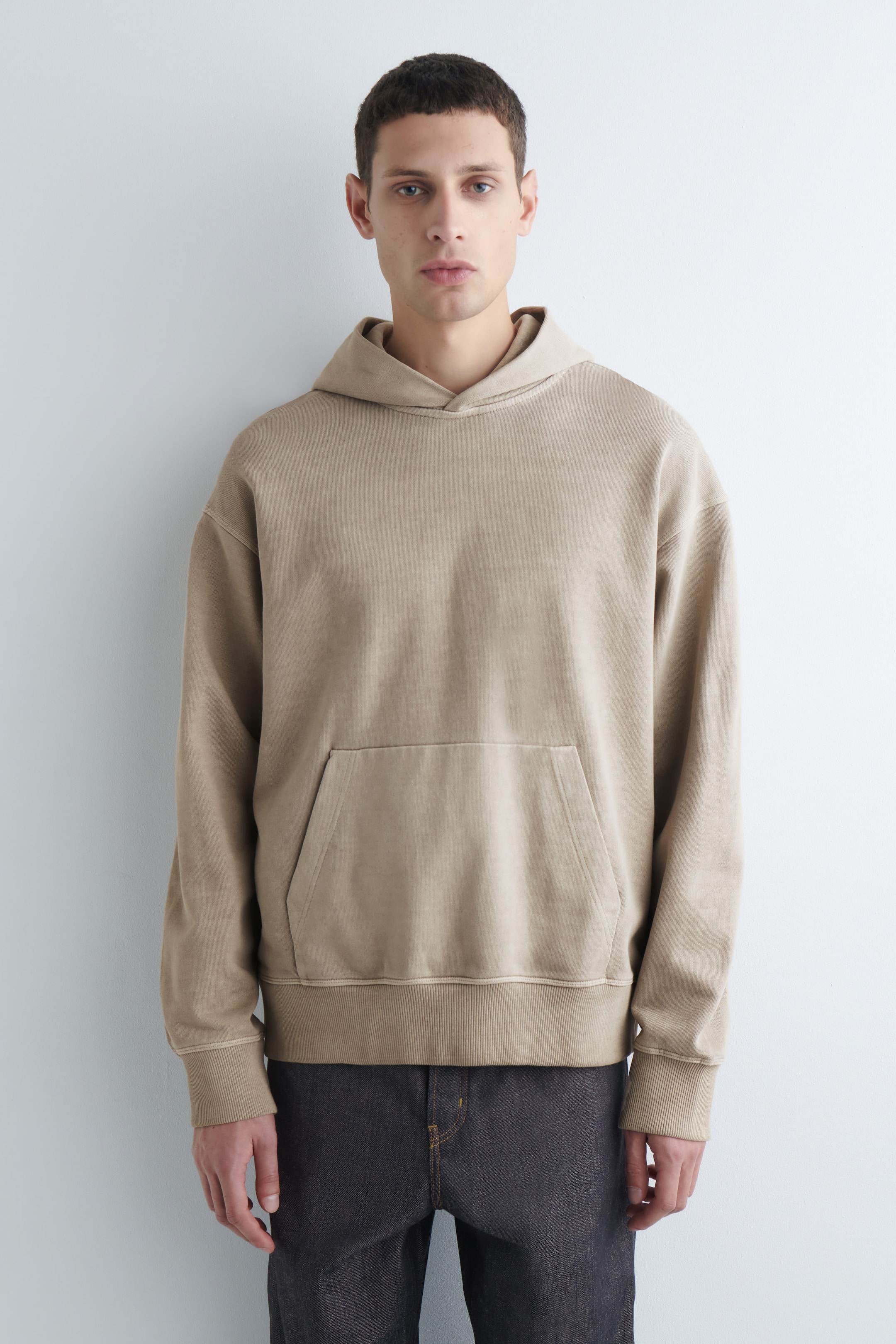 WASHED COTTON-JERSEY HOODIE