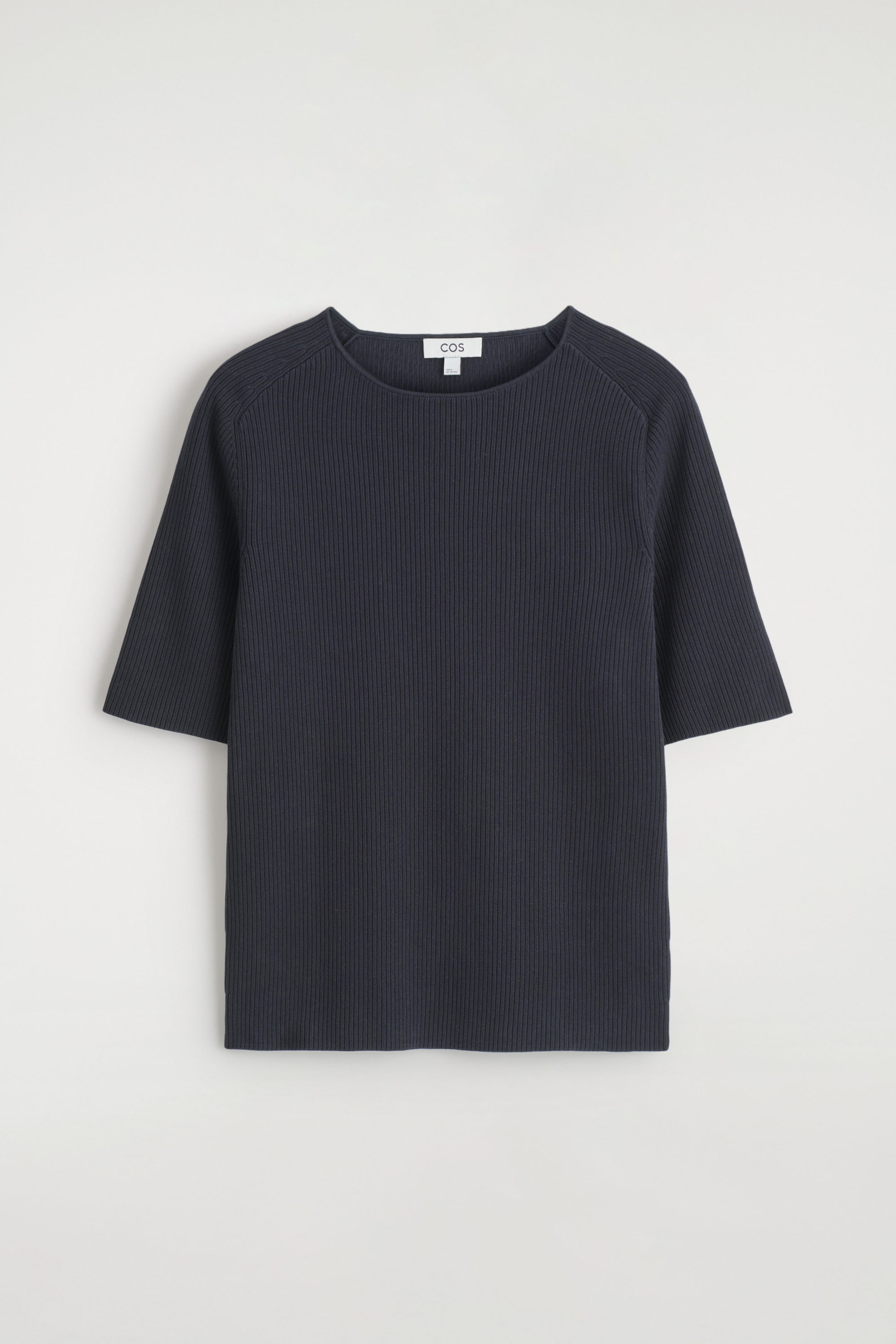 RIBBED-KNIT BOAT-NECK T-SHIRT