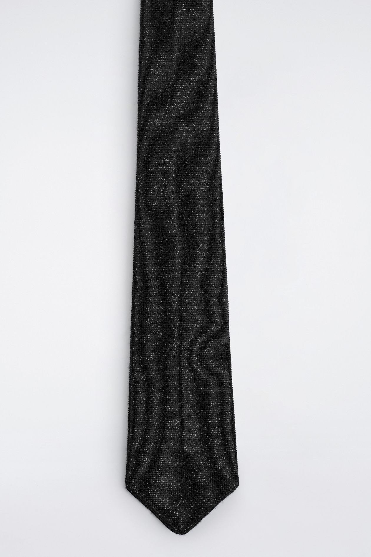 SPARKLY KNITTED MERINO WOOL TIE — BLACK