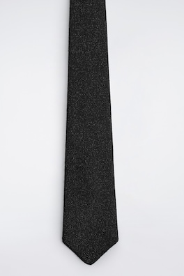 SPARKLY KNITTED MERINO WOOL TIE — BLACK 5