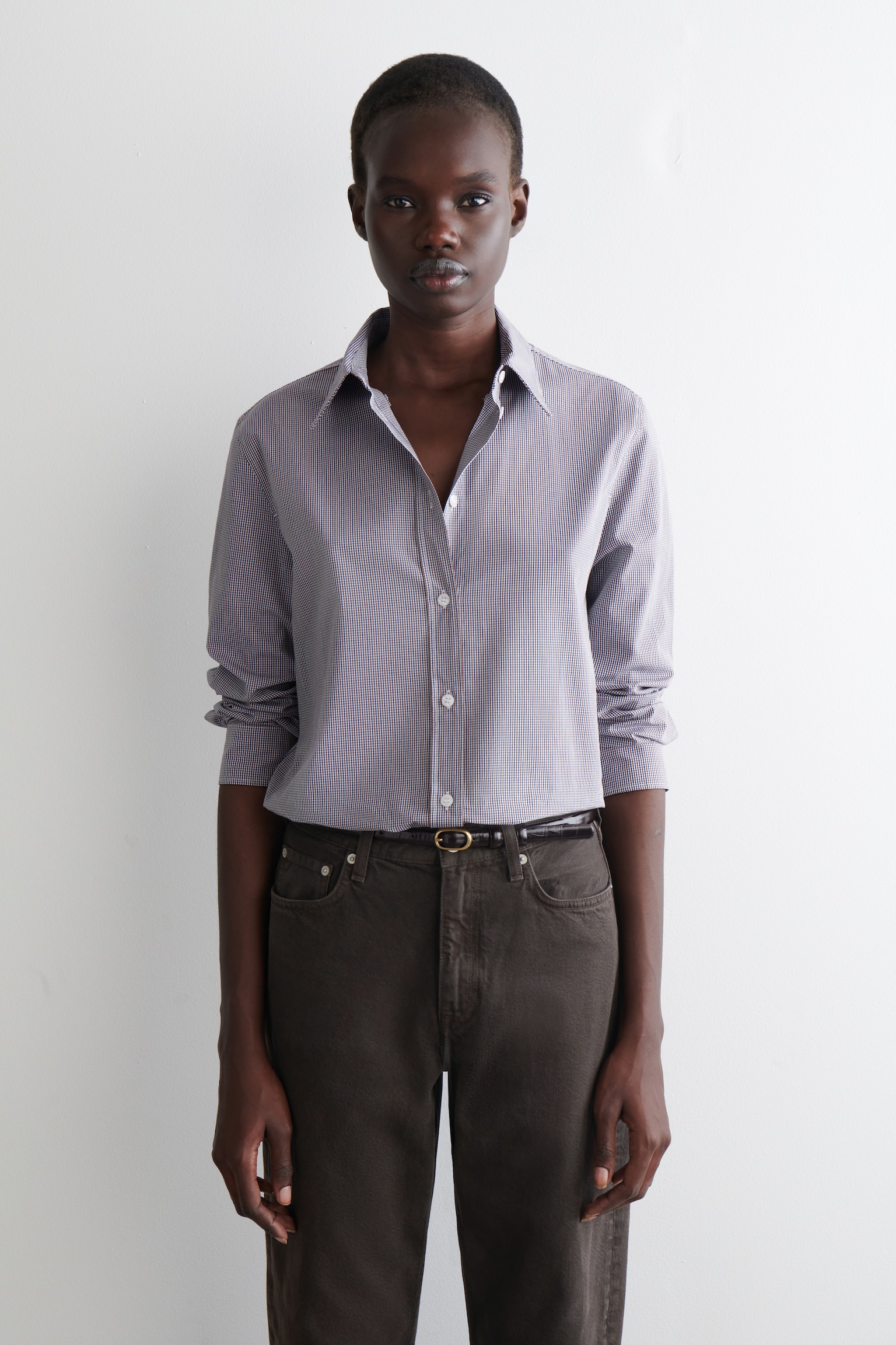 CHEMISE EN COTON VICHY - BLANC / BLEU / CARREAUX/BLEU / BEIGE / VICHY - 1