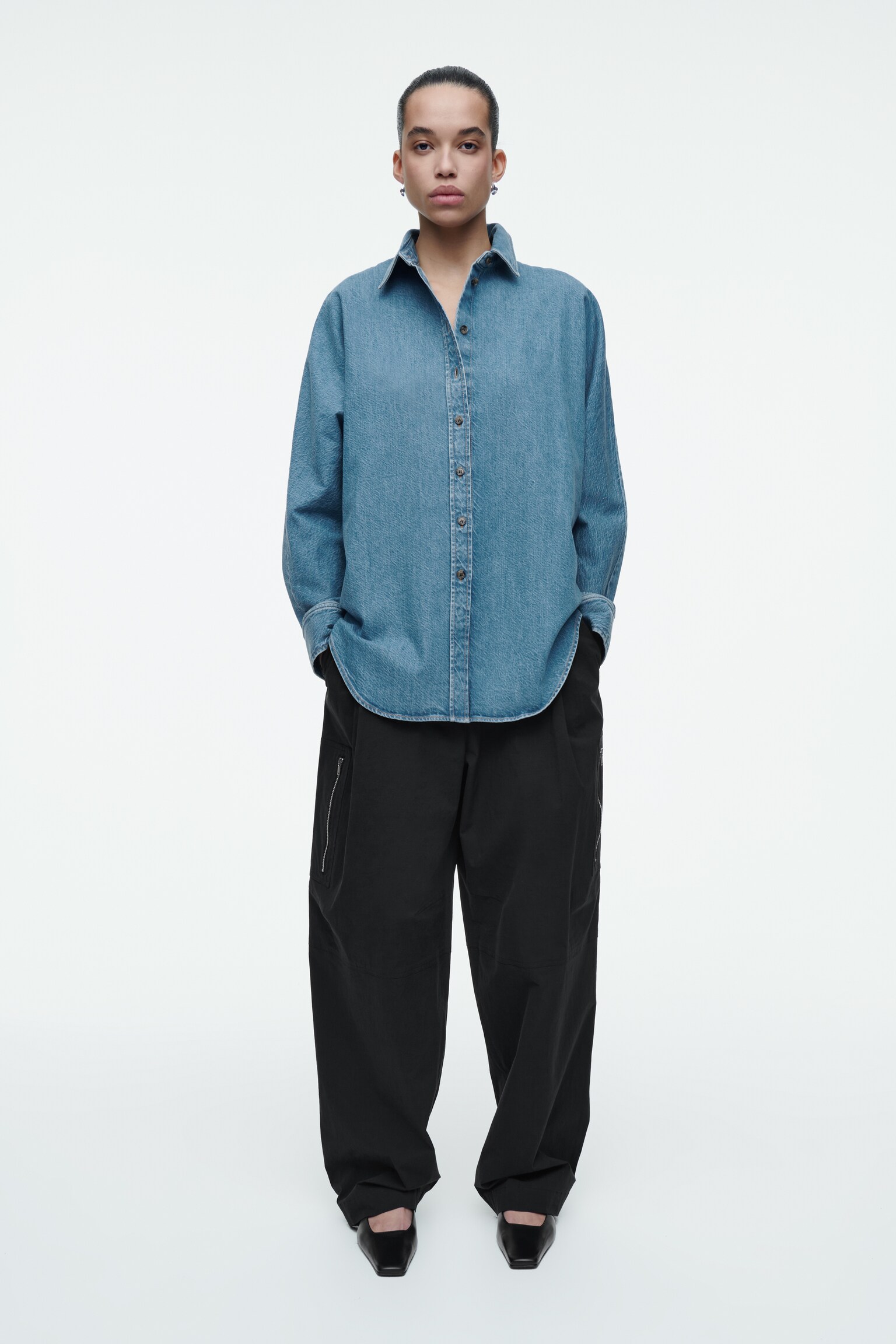 CHEMISE DÉCONTRACTÉE EN DENIM - BLEU - 5