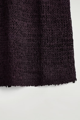 CROCHET-KNIT TAPE-YARN MIDI DRESS — BORDEAUX 6