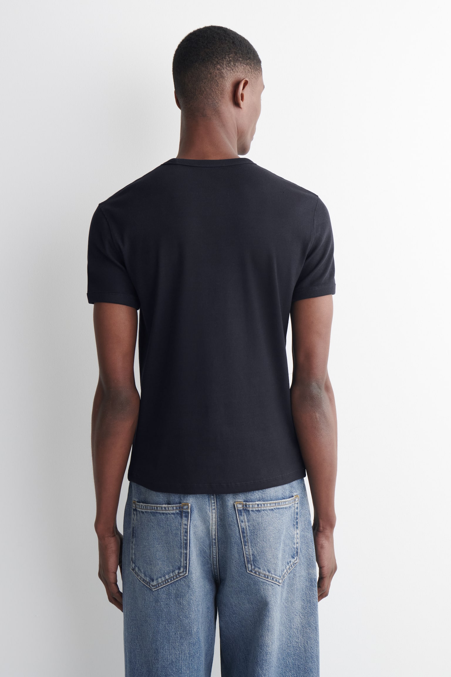 SLIM RIBBED COTTON T-SHIRT - 4
