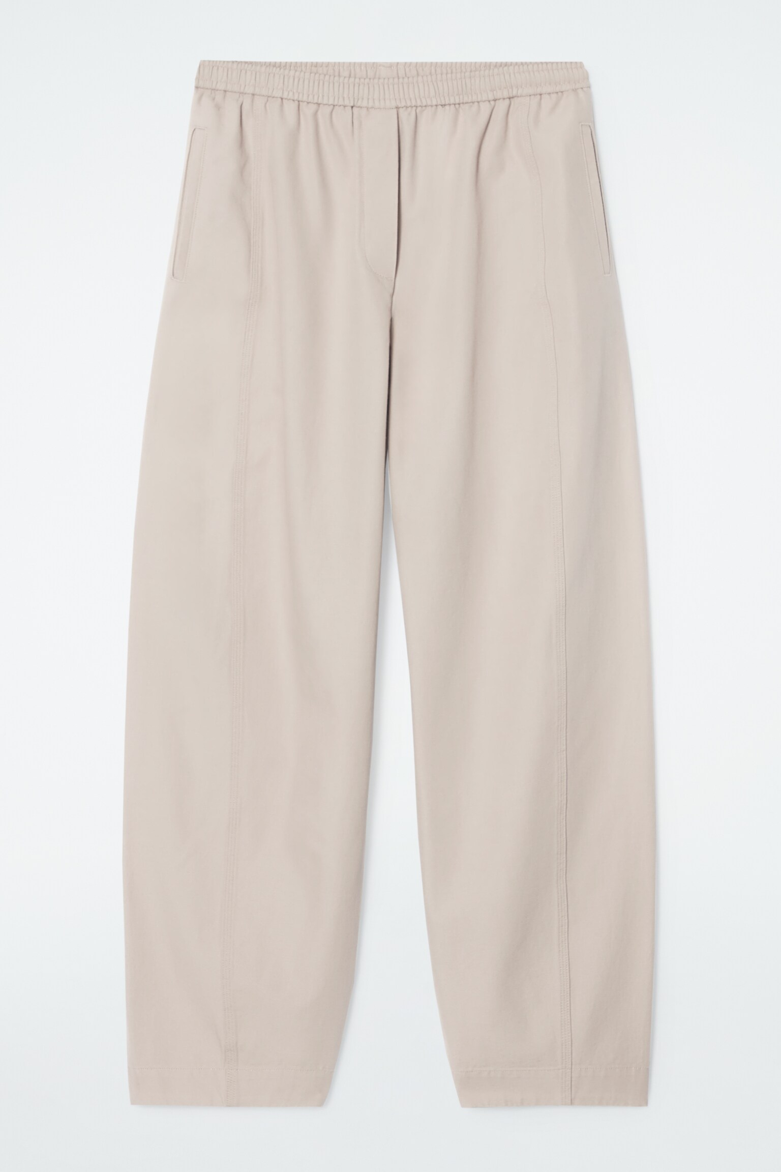 BARREL-LEG COTTON TROUSERS - BEIGE/WHITE/BLACK