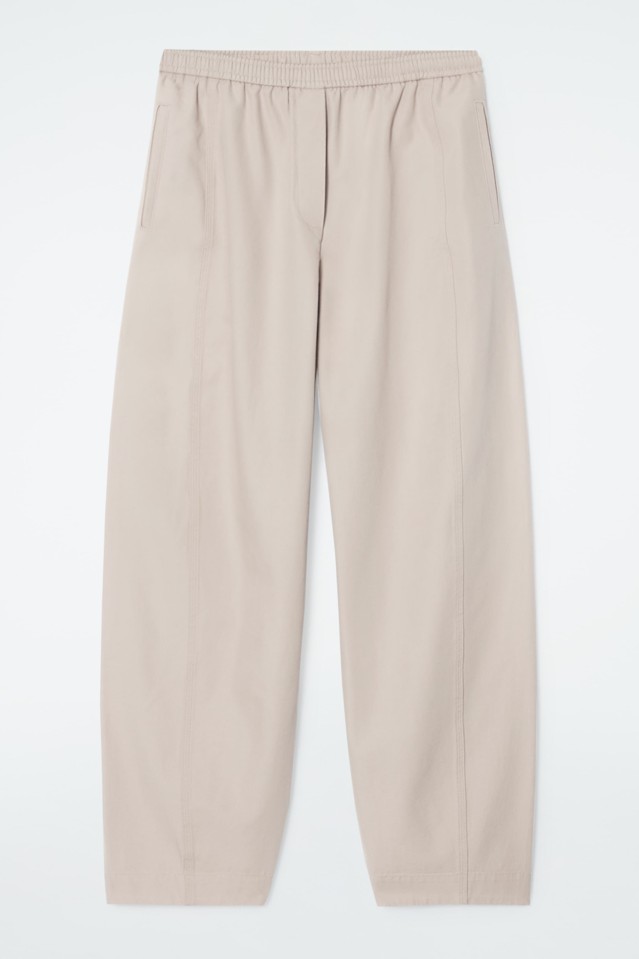 View larger image: BARREL-LEG COTTON TROUSERS - BEIGE - Ladies | H&M GB 1