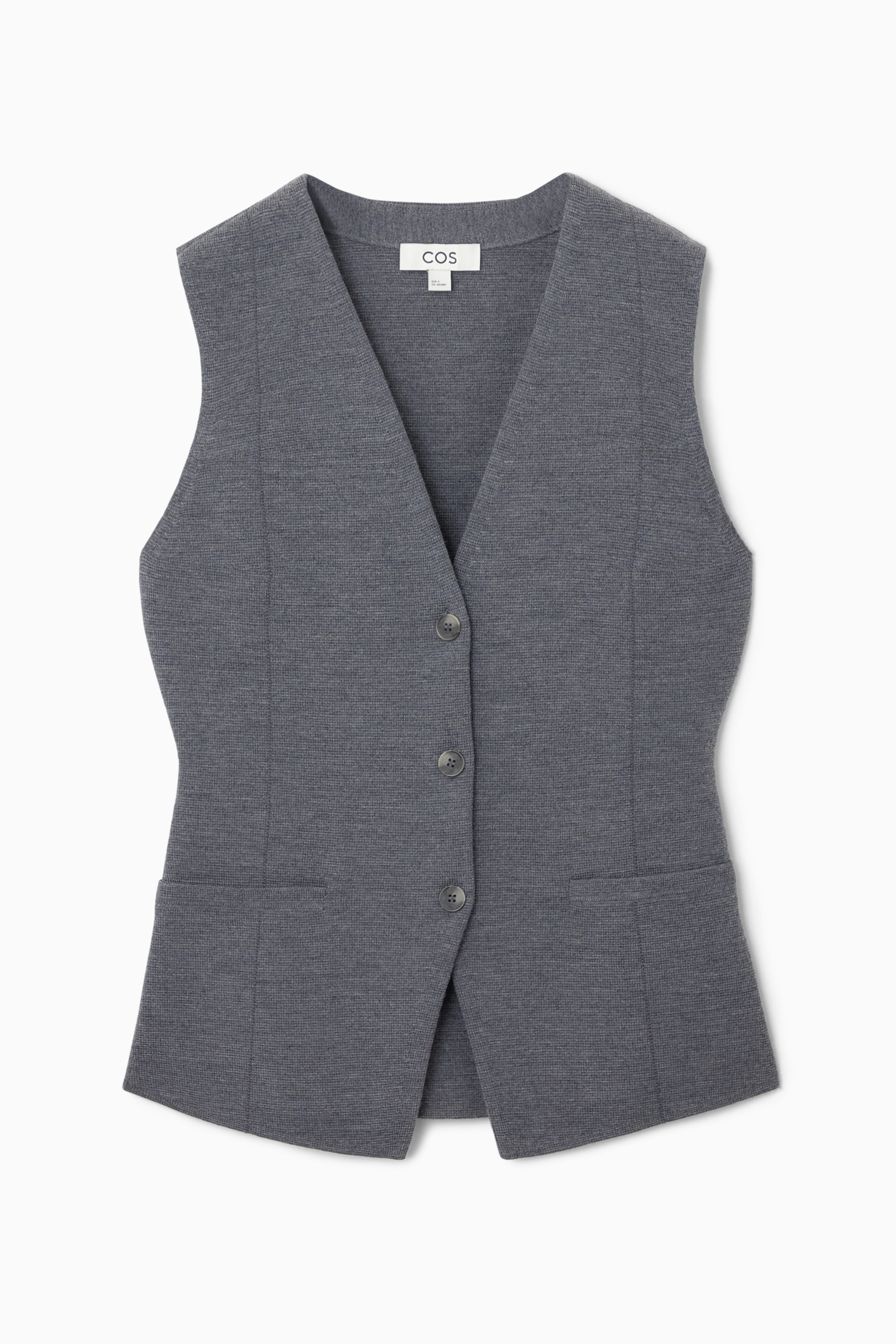 LONGLINE KNITTED WOOL WAISTCOAT - GREY | COS
