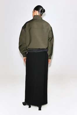 MOCK-NECK WOOL-BLEND BOMBER JACKET — KHAKI MÉLANGE 5