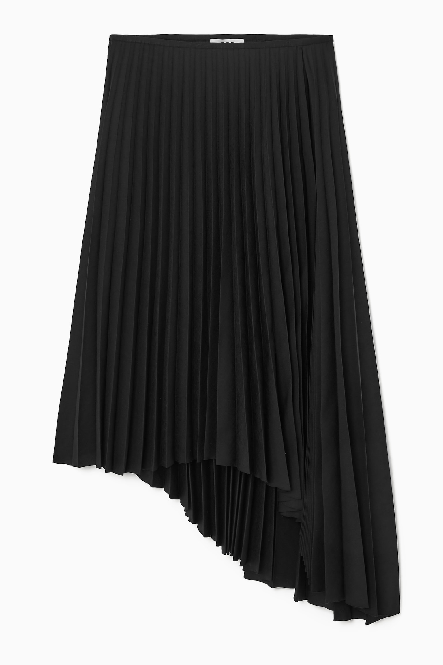 ASYMMETRIC PLEATED MIDI SKIRT - BLACK/ORANGE