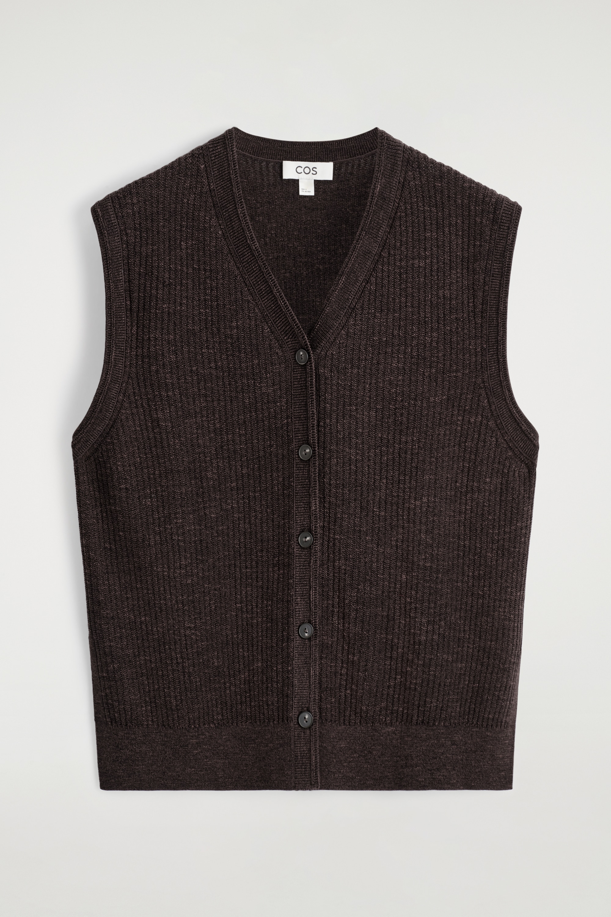 VESTĂ DIN AMESTEC DE LÂNĂ MERINO RIBBING - MARO ÎNCHIS