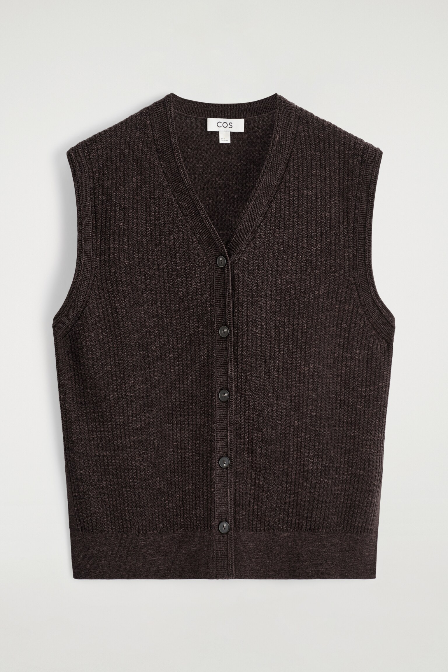 CHALECO DE CANALÉ EN MEZCLA DE LANA MERINO - MARRÓN OSCURO - 2
