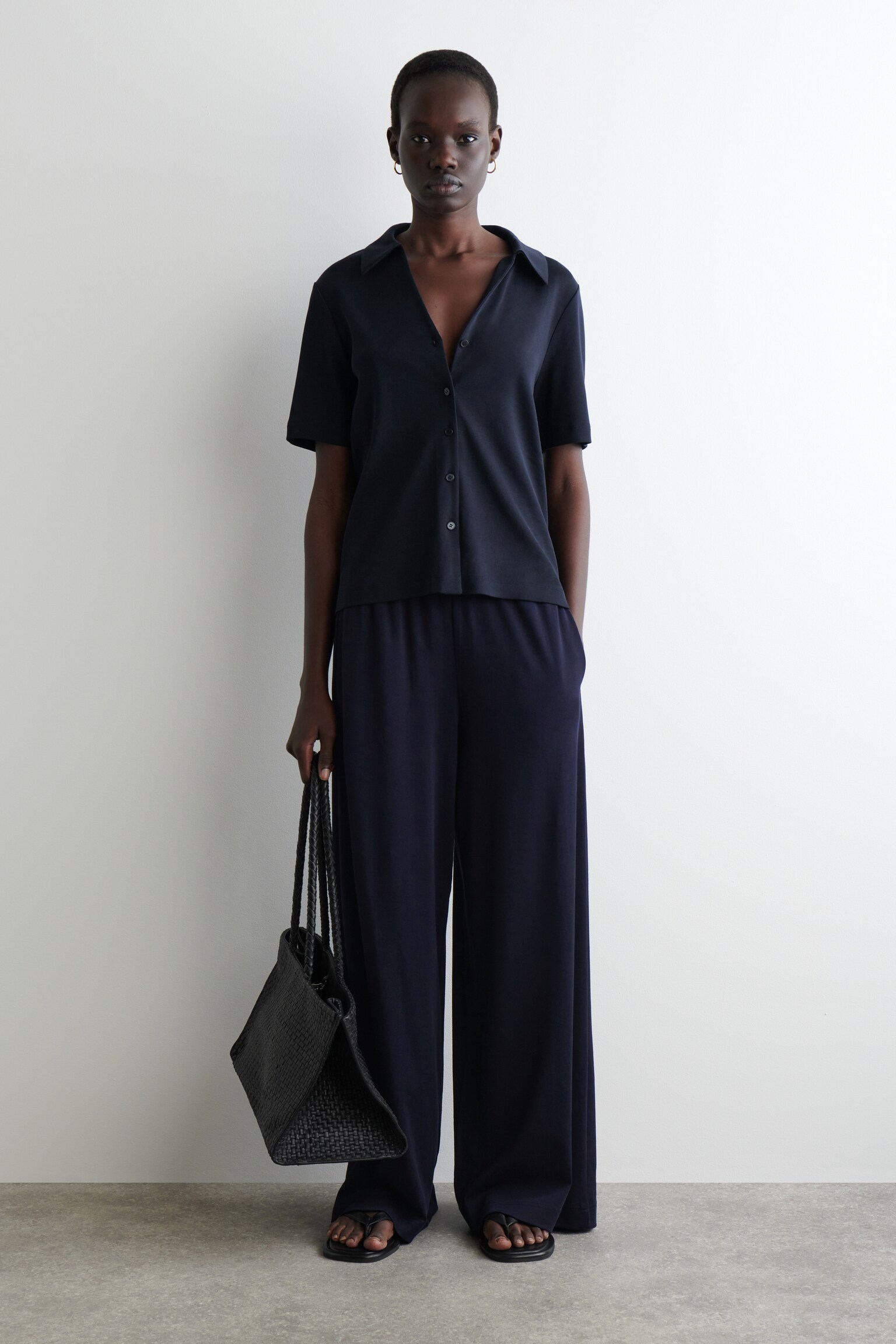 CHEMISE RESORT EN JERSEY DE COTON - BLEU MARINE/ROUILLE - 4