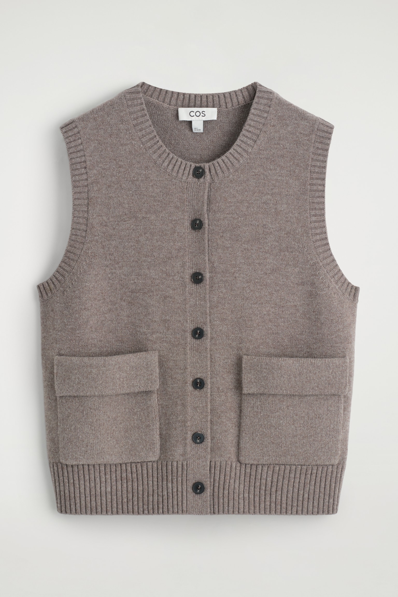 GILET IN LANA MERINO CON BOTTONI - MARRONE - 2