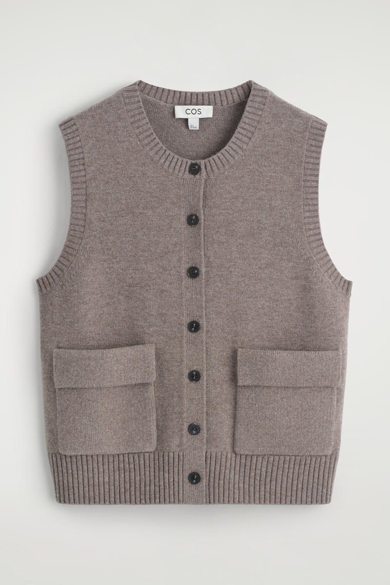 Cos Merino Wool Buttoned Vest In Sand