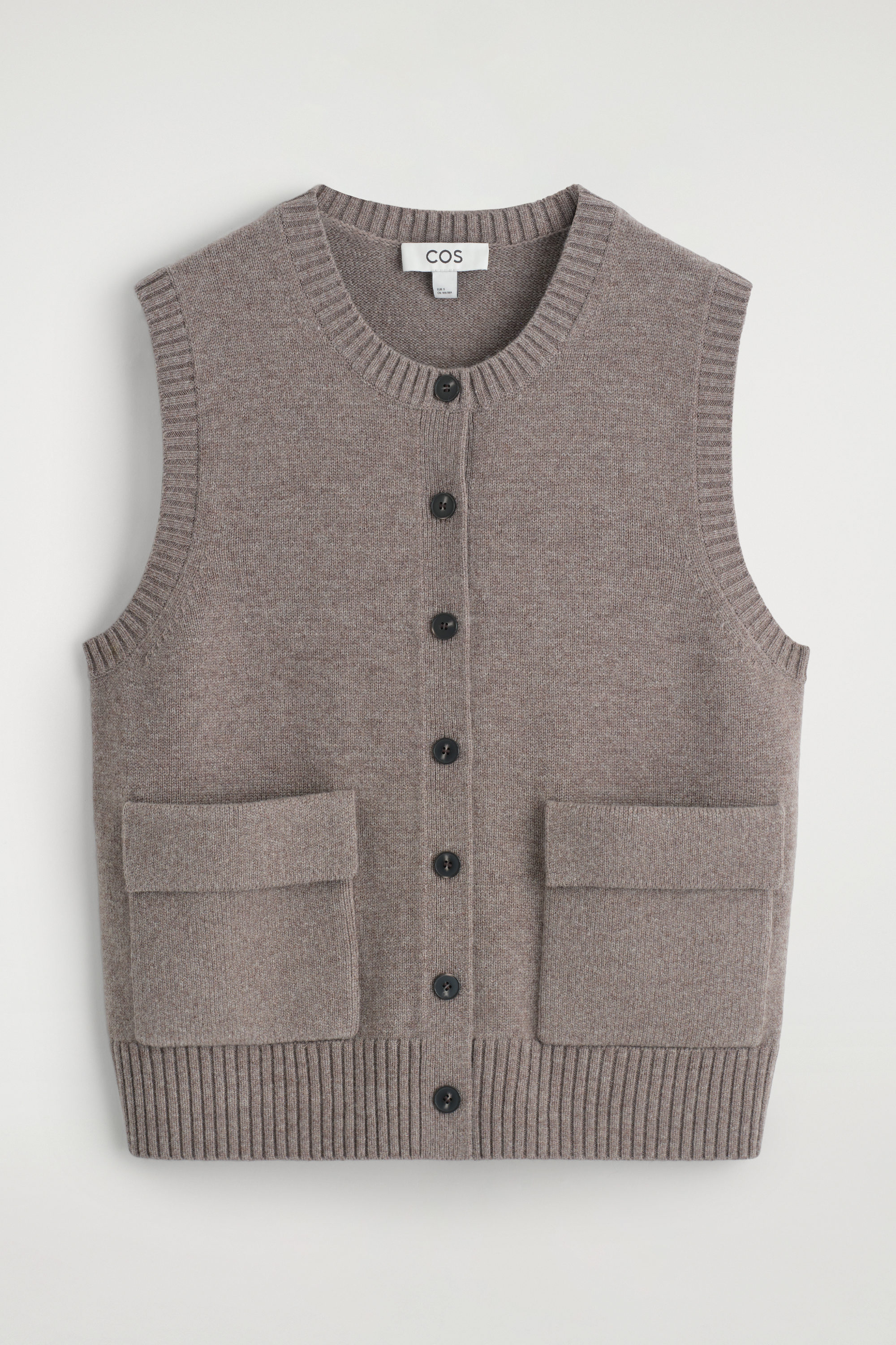 SPREAD-COLLAR TEXTURED ALPACA-BLEND CARDIGAN - DARK BROWN | COS