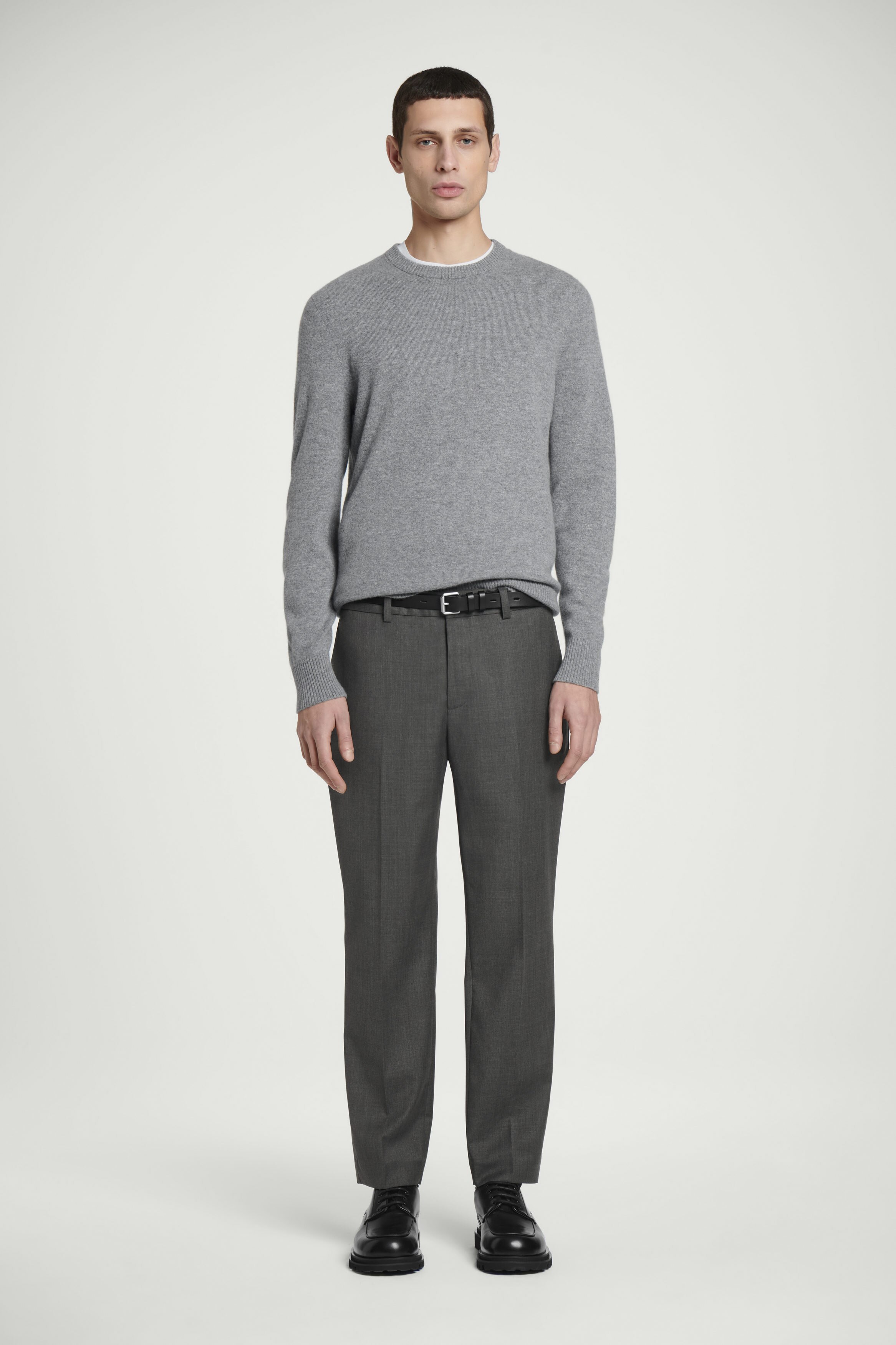 SLIM-FIT WOOL TROUSERS - DARK GREY | COS