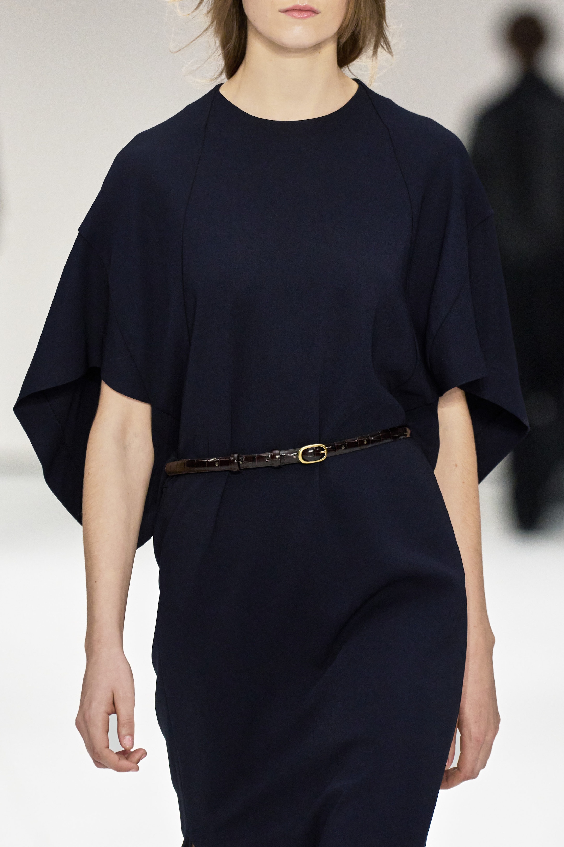 SCULPTURAL DRAPED MIDI DRESS