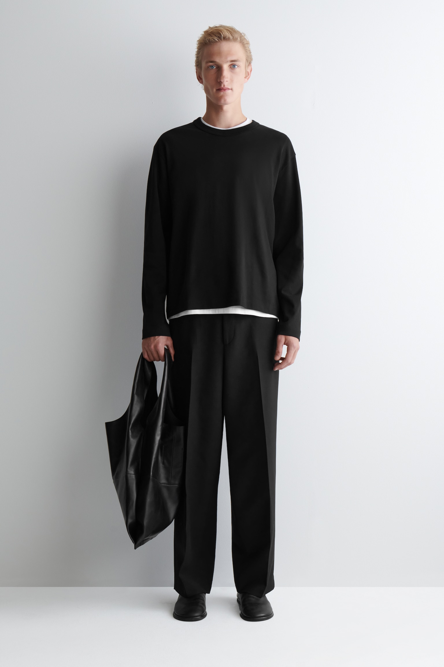 RELAXED JERSEY INTERLOCK LONG-SLEEVED T-SHIRT - BLACK/WHITE/BLUE/RED / WHITE / STRIPED/NAVY/DARK GREEN - 3