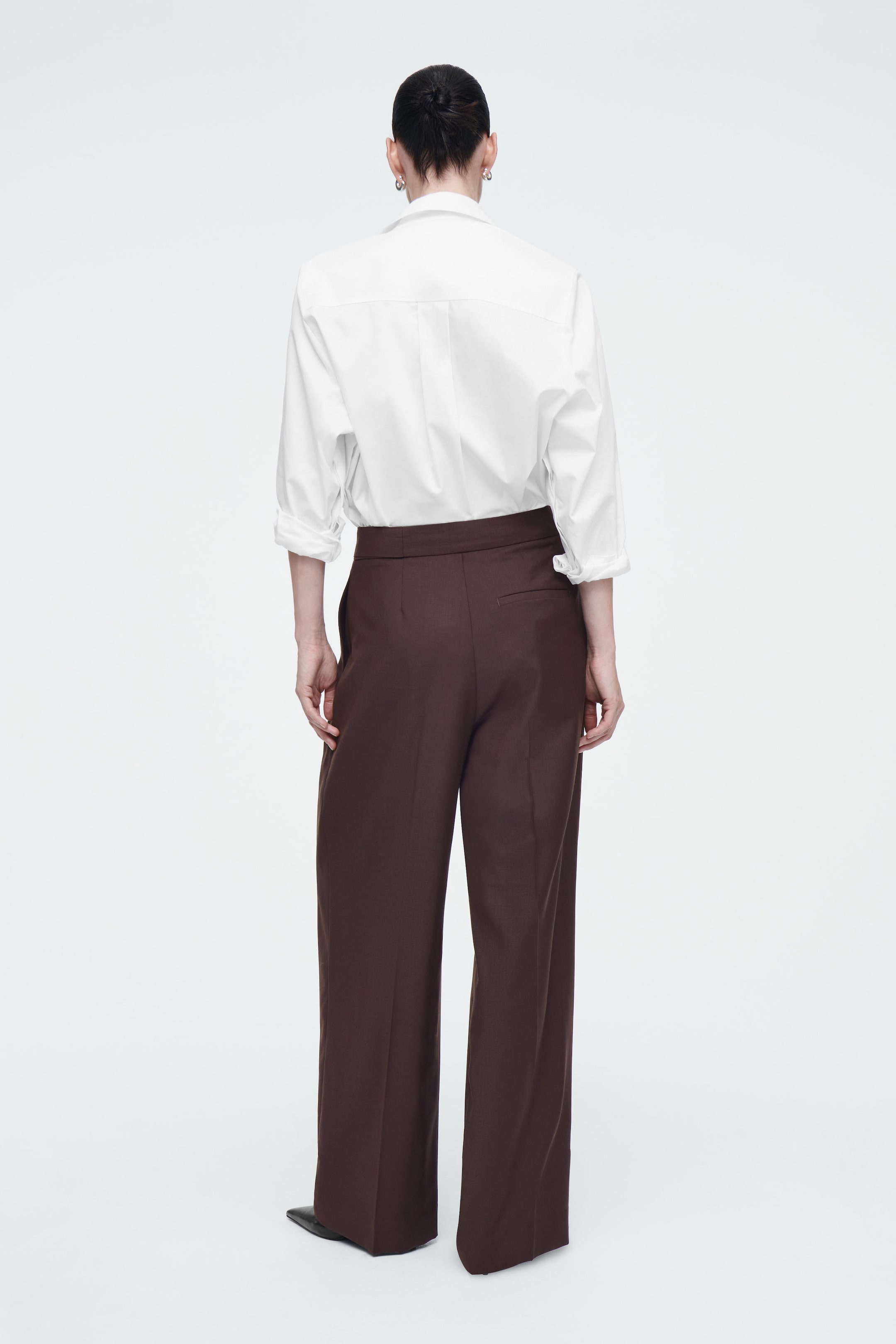 BELTED WRAPFRONT WOOL TROUSERS