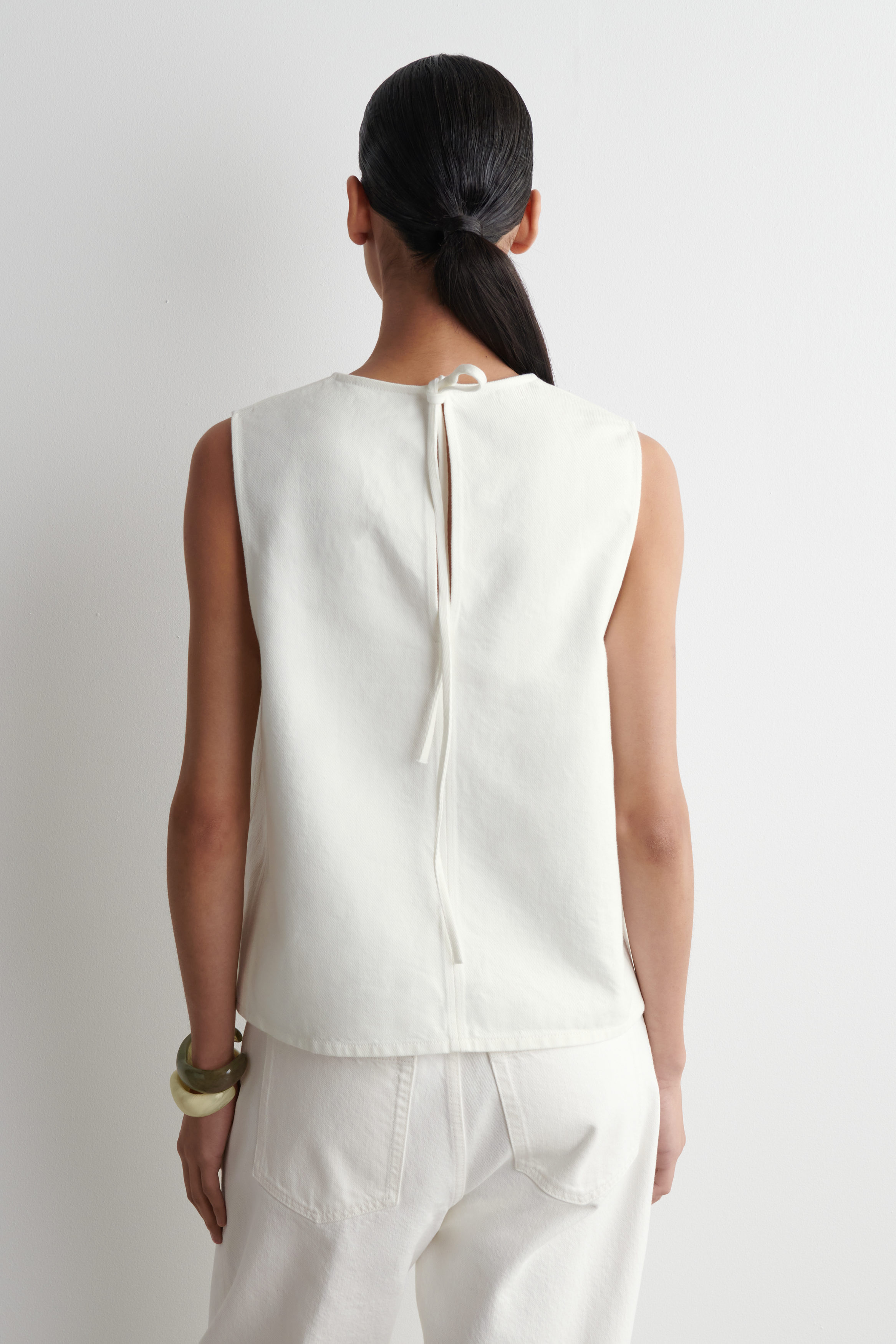 SLEEVELESS DENIM TOP - WHITE | COS