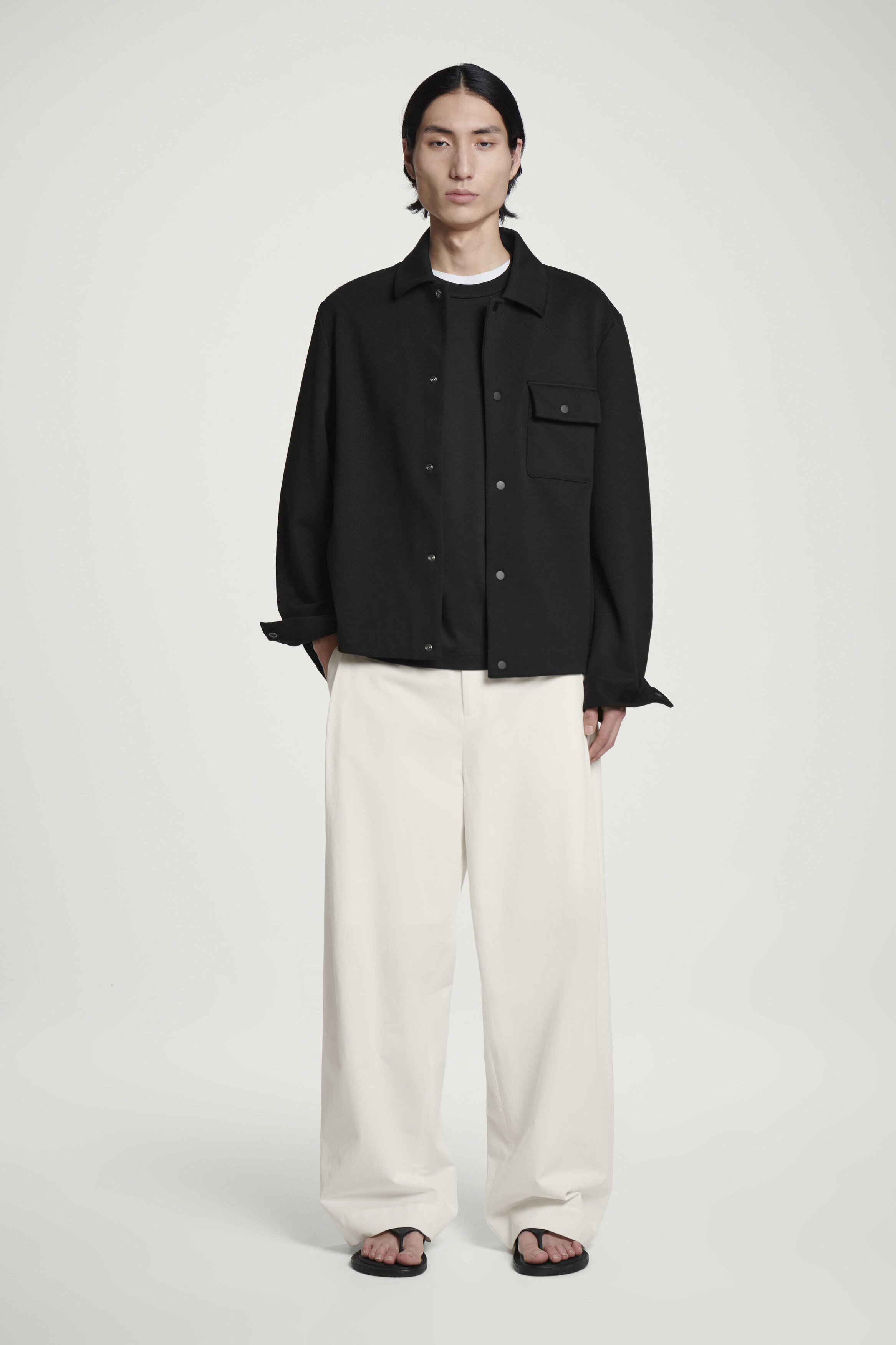 JERSEY-TWILL SHIRT JACKET - BLACK | COS US