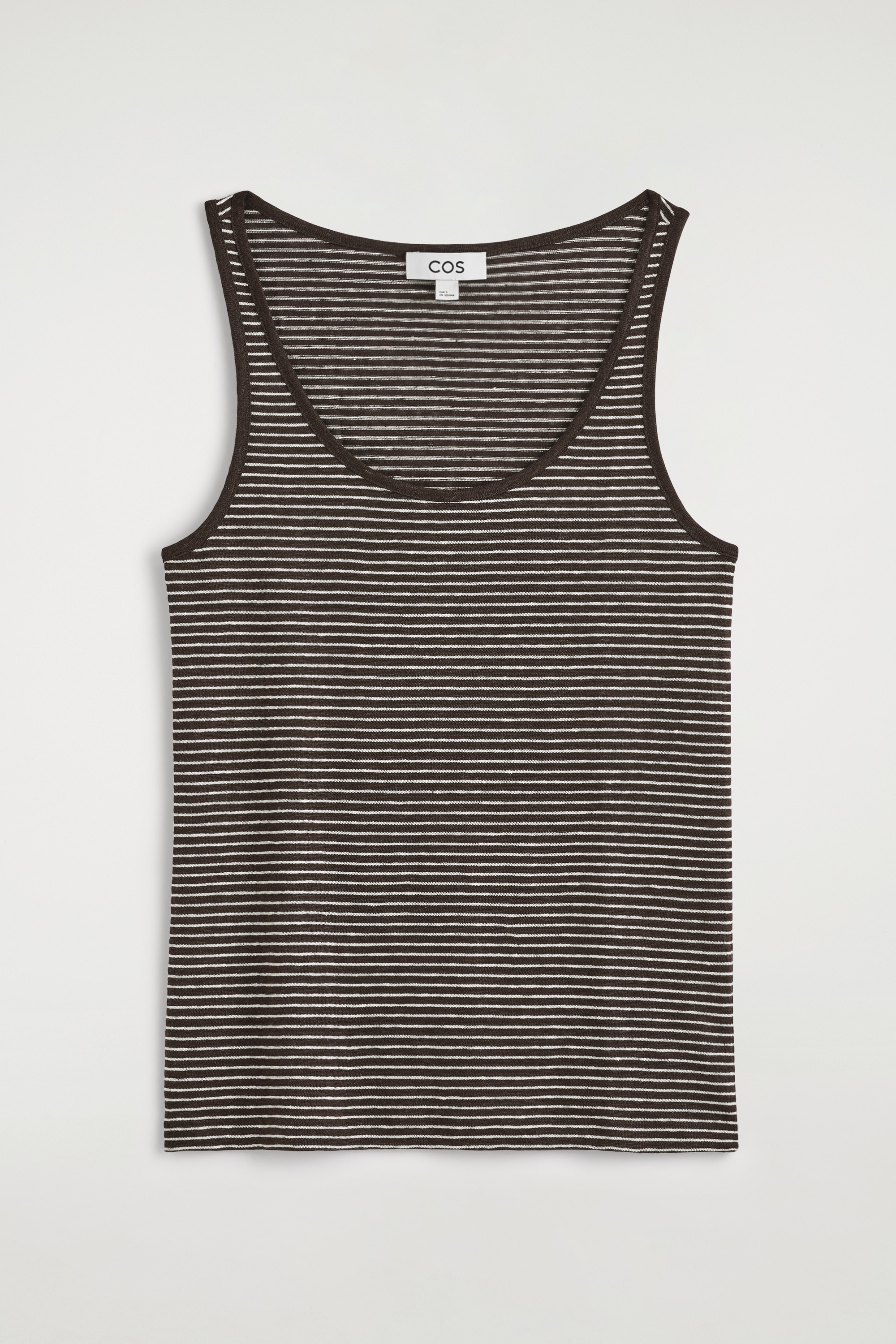 TANKTOP AUS LEINEN-JERSEY - BRAUN/WEISS /GESTREIFT/CREMEWEISS