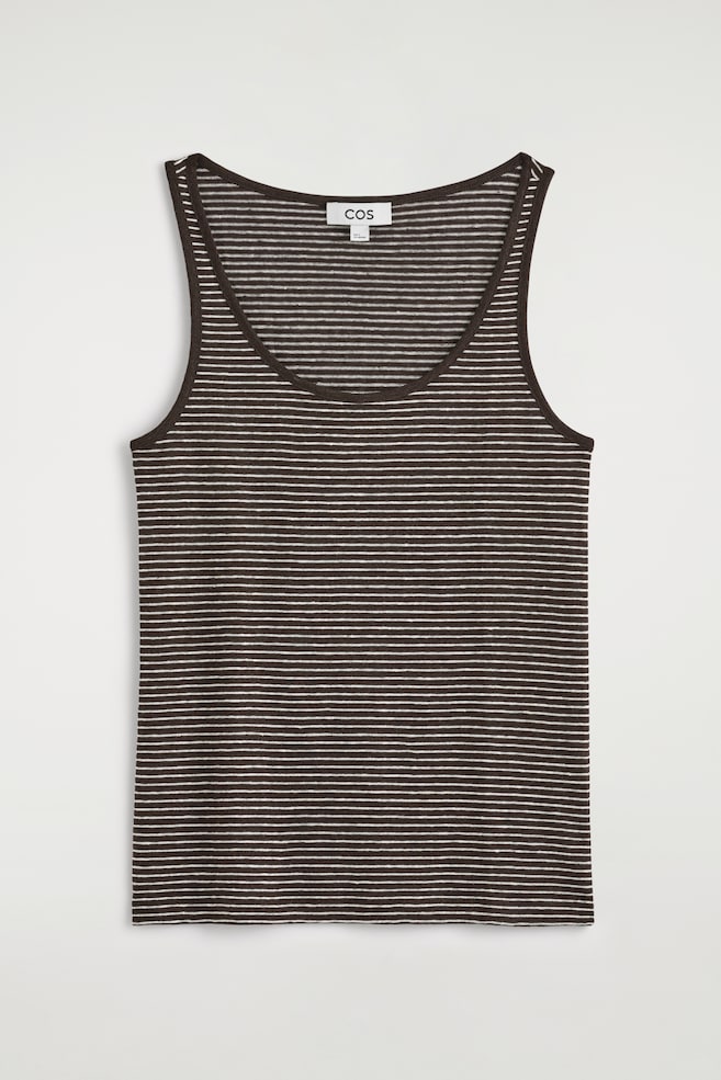 LINEN-JERSEY TANK TOP - BROWN / WHITE / STRIPED/OFF-WHITE - 1
