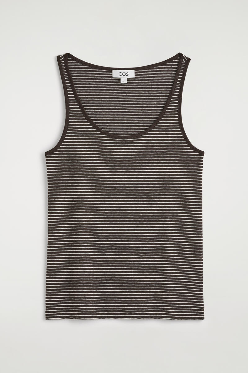 Linen-Jersey Tank Top in Brown