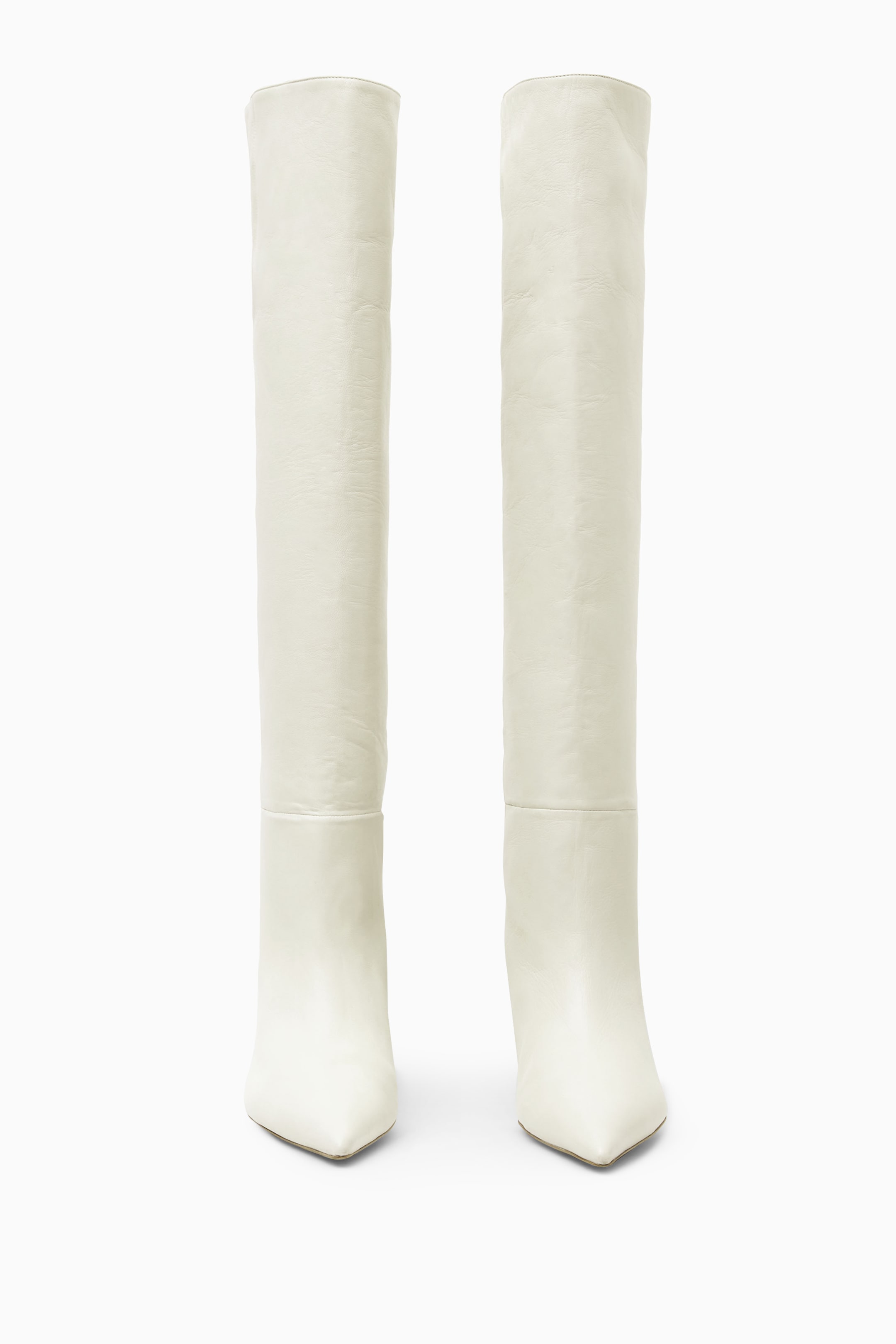 Näytä suurempi kuva: POINTED-TOE LEATHER KNEE-HIGH BOOTS - WHITE - NAISET | H&M FI 4