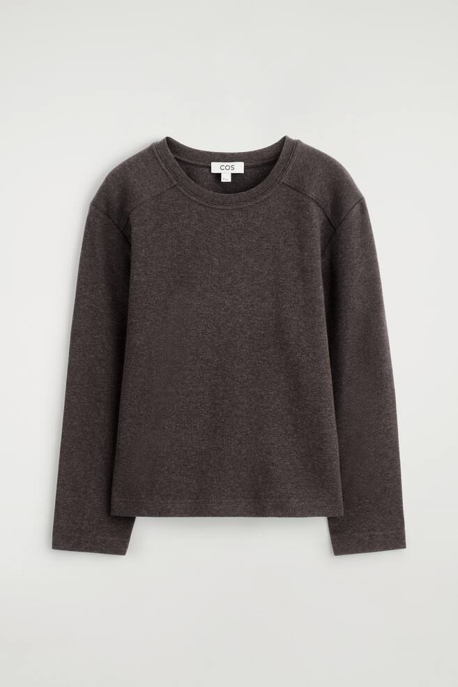 CAMISETA ALGODÓN MANGA LARGA - MARRÓN OSCURO/GRIS JASPEADO - 1